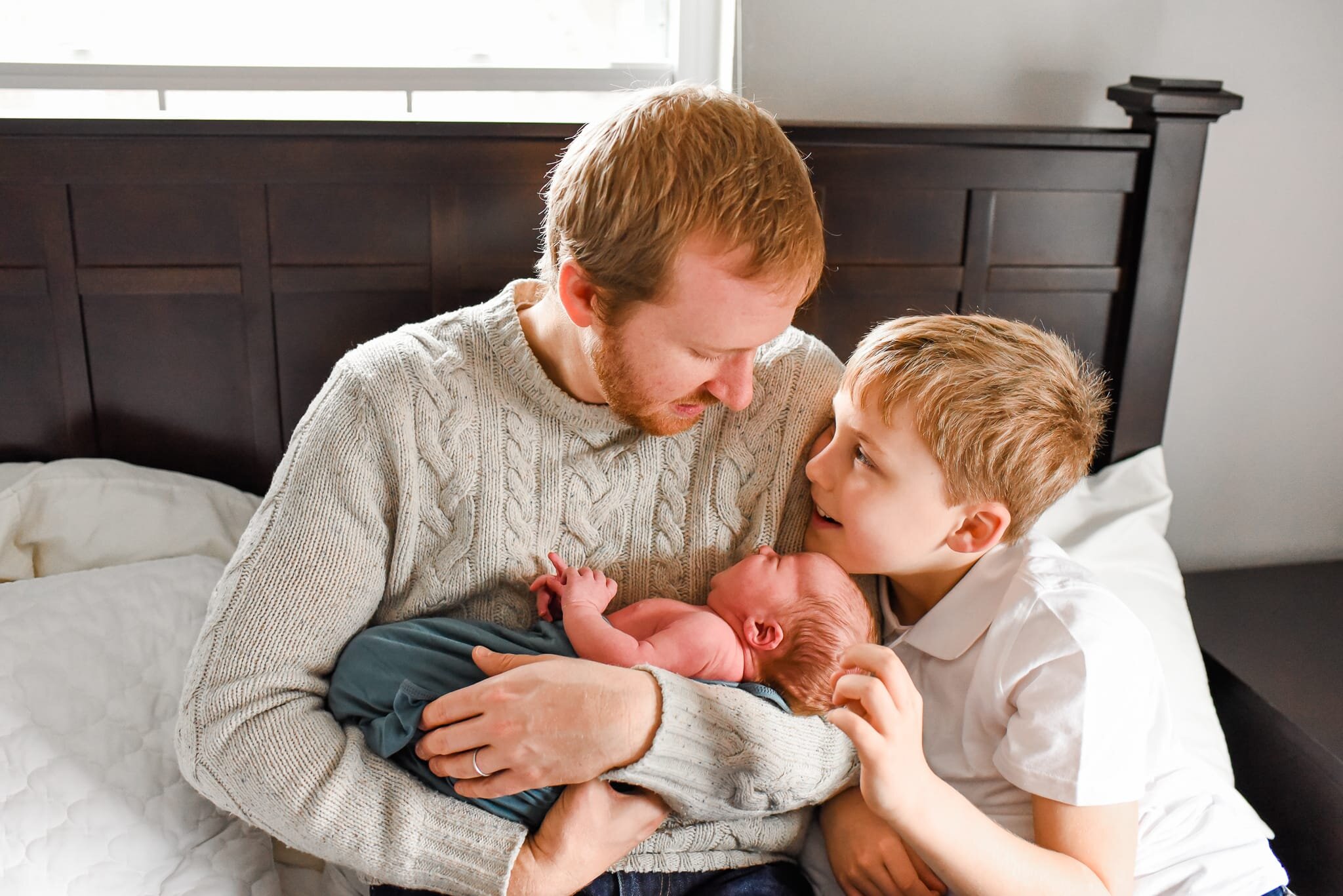 Silver Spring Maryland Newborn Photoshoot - dad, son and baby