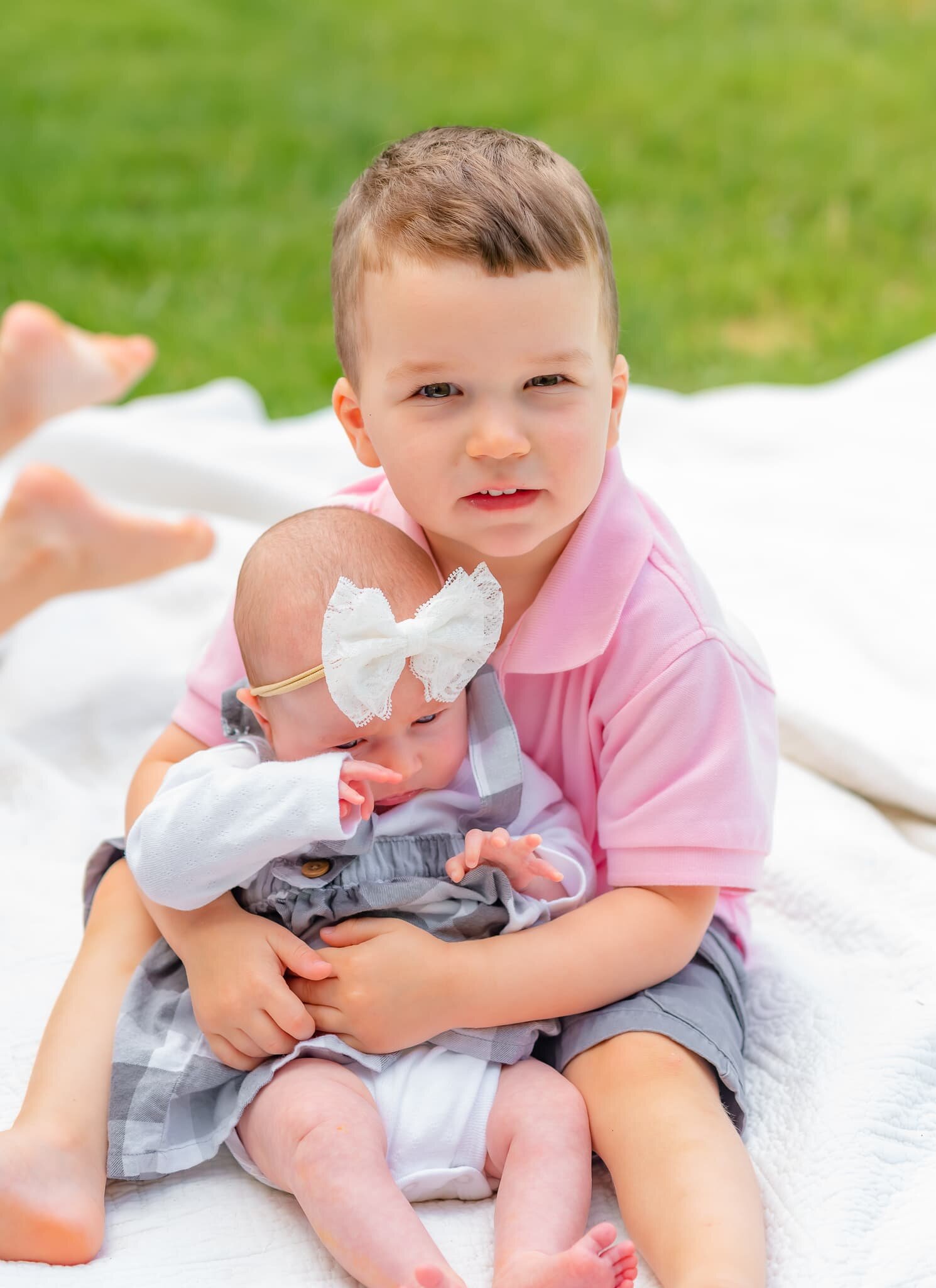 Bethesda Maryland Newborn Photoshoot - brother and baby sister