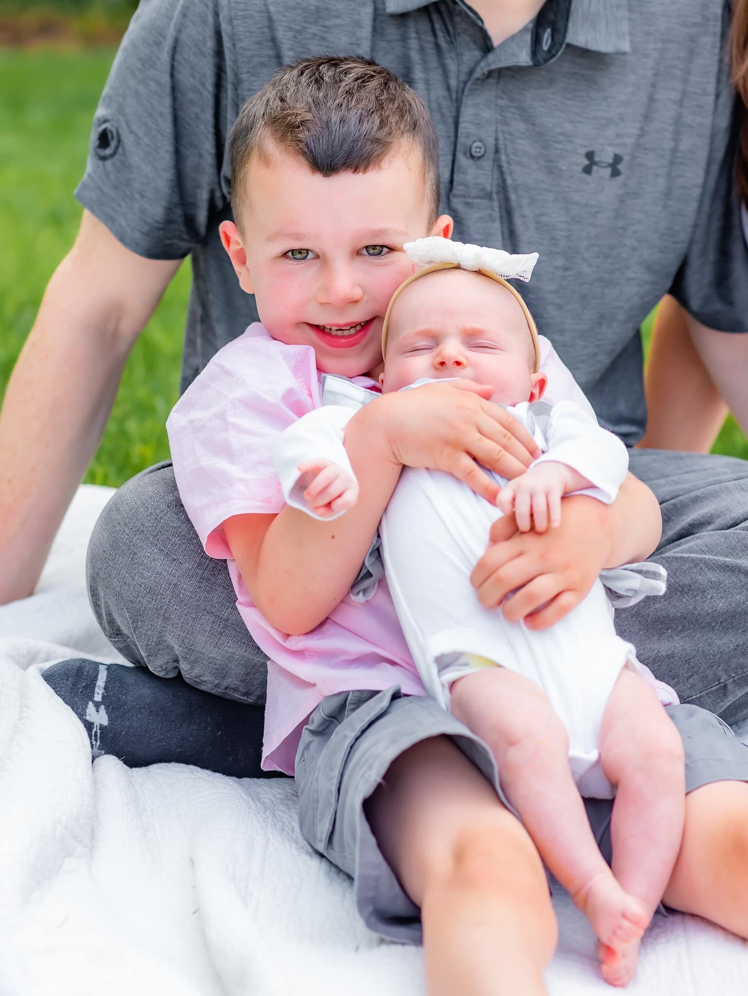 Bethesda Maryland Newborn Photoshoot -baby girl and her brother