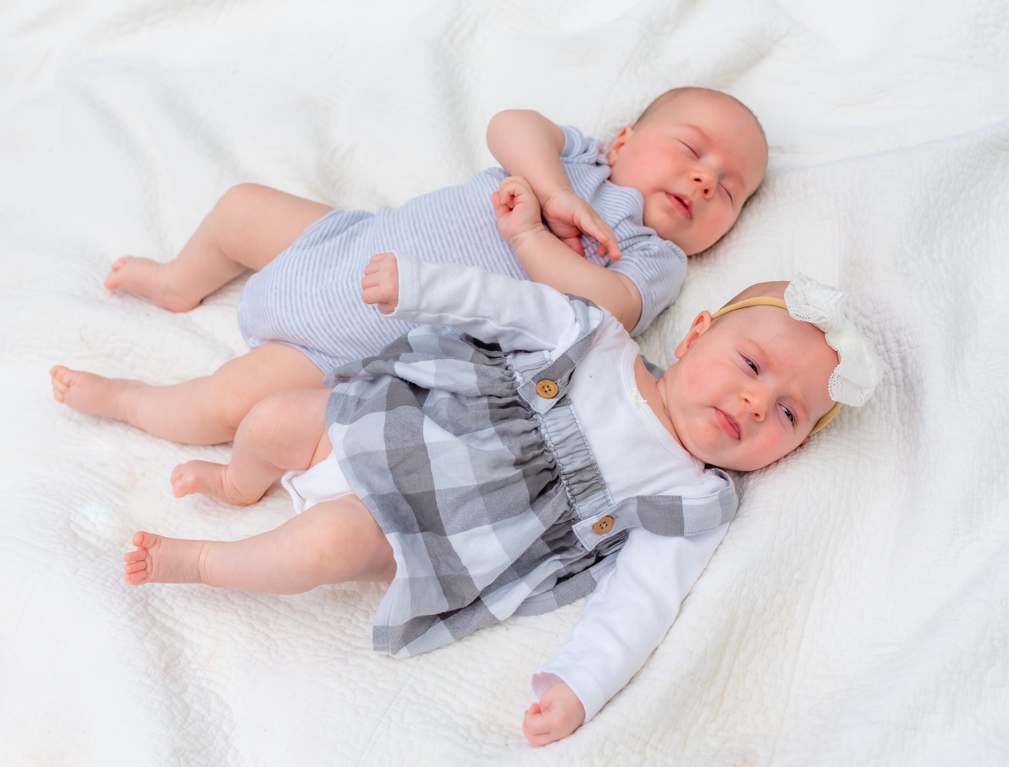 Bethesda Maryland Newborn Photoshoot - twin babies on a blanket