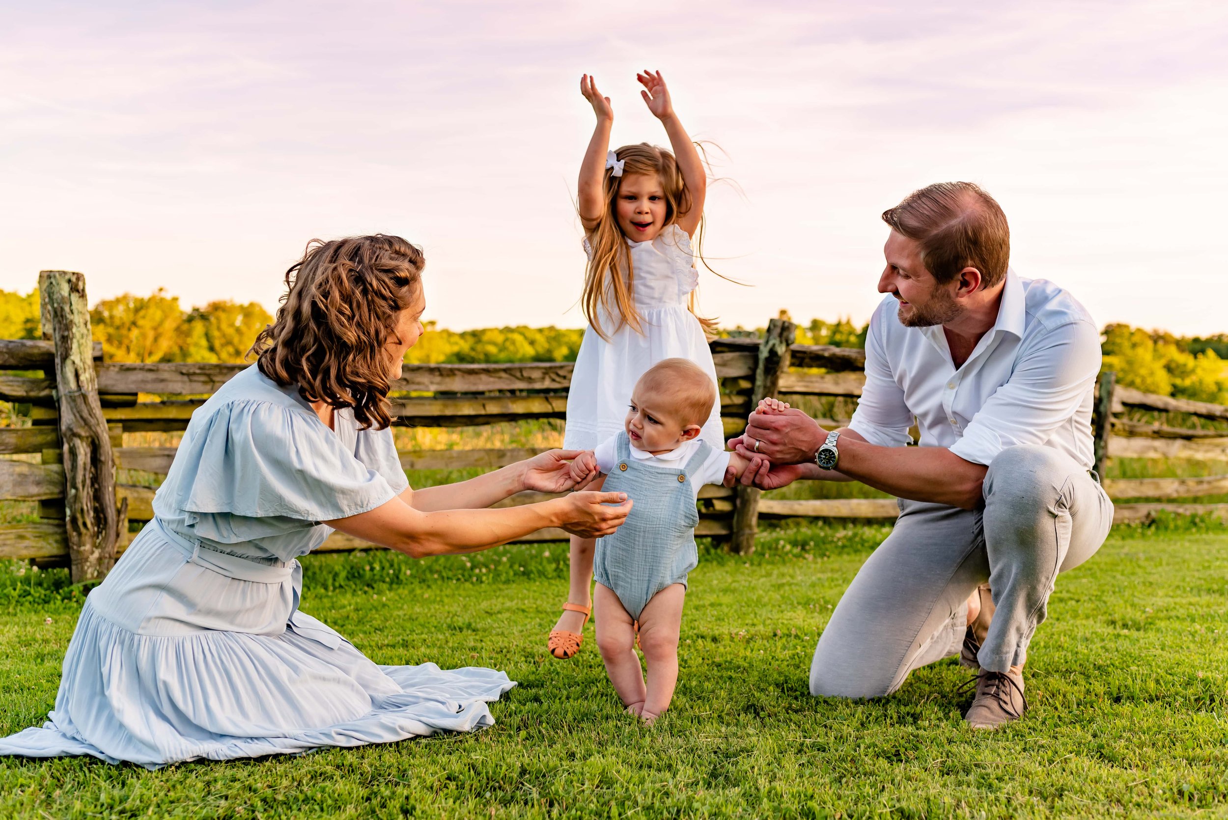 Maryland family of four playing during family photoshoot