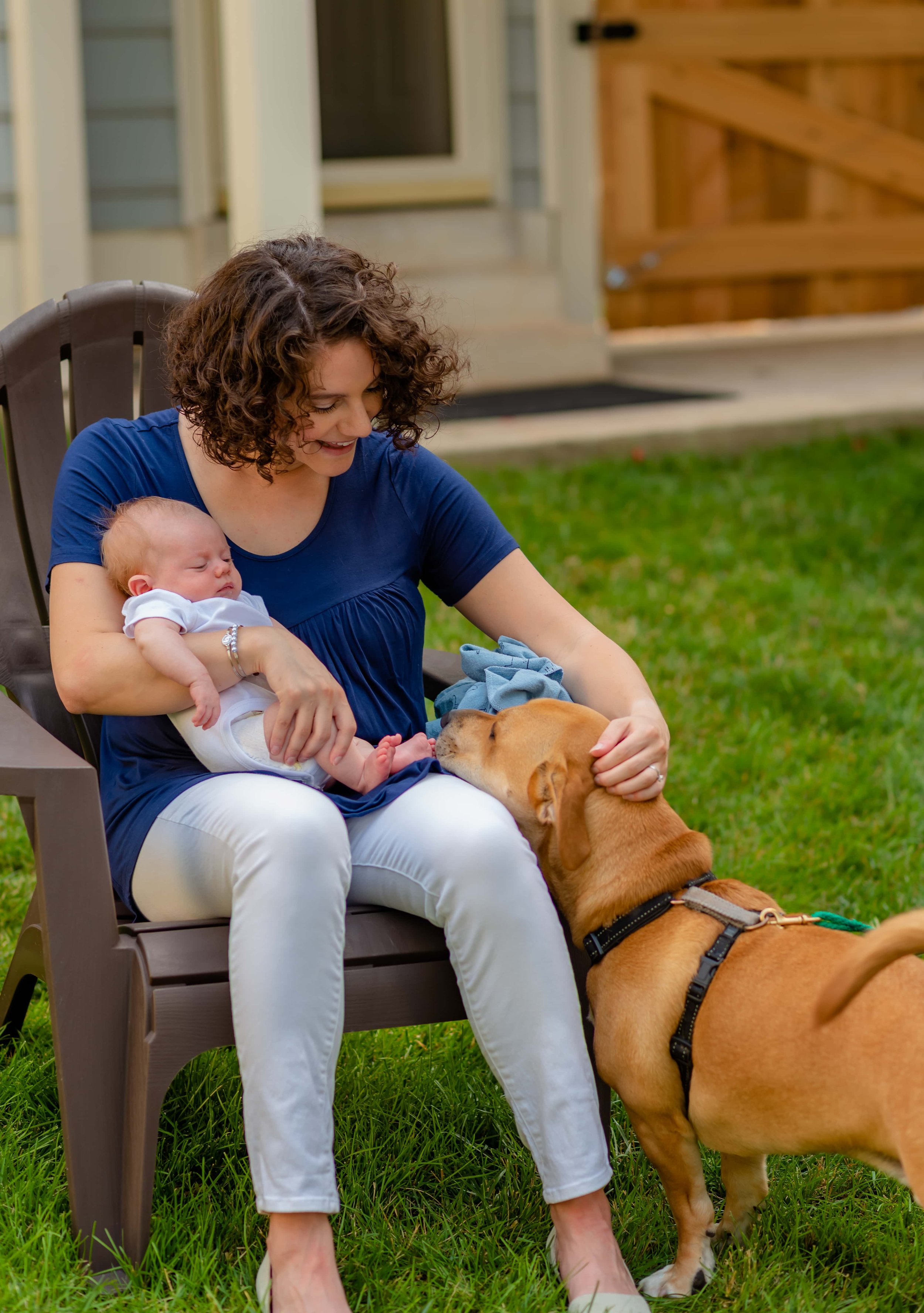 Maryland Newborn Photoshoot with mom, baby and puppy