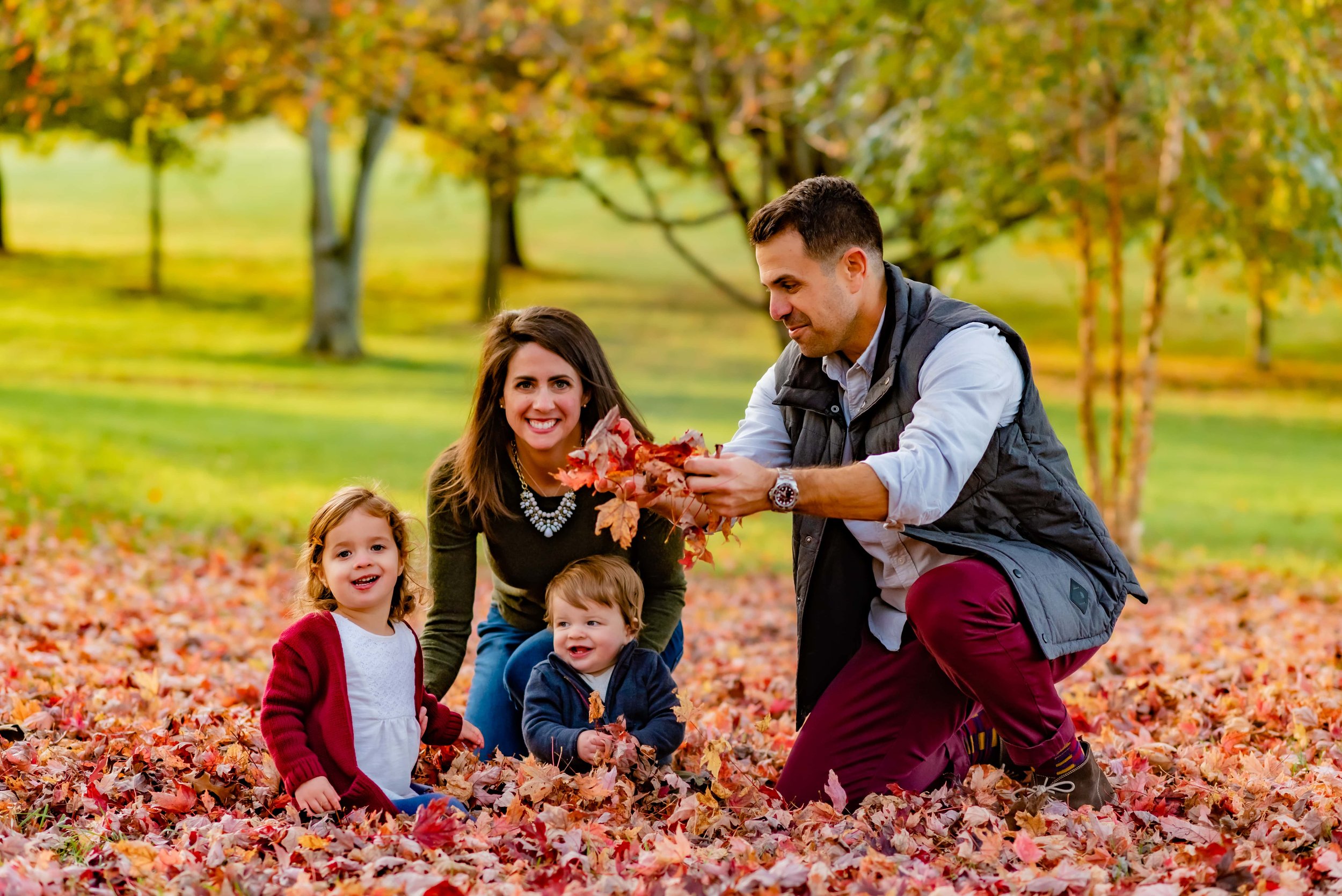 Maryland Family Fall Photo - Sitting in the Leaves