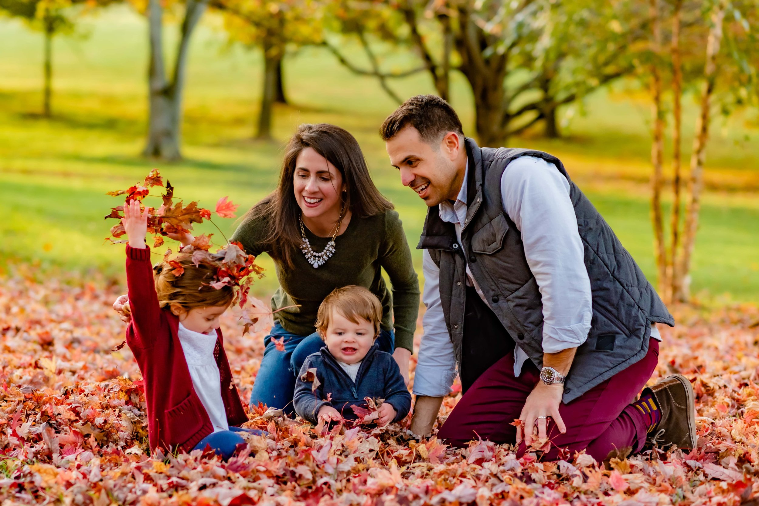 Maryland Family Fall Photo - Laughing in the Leaves