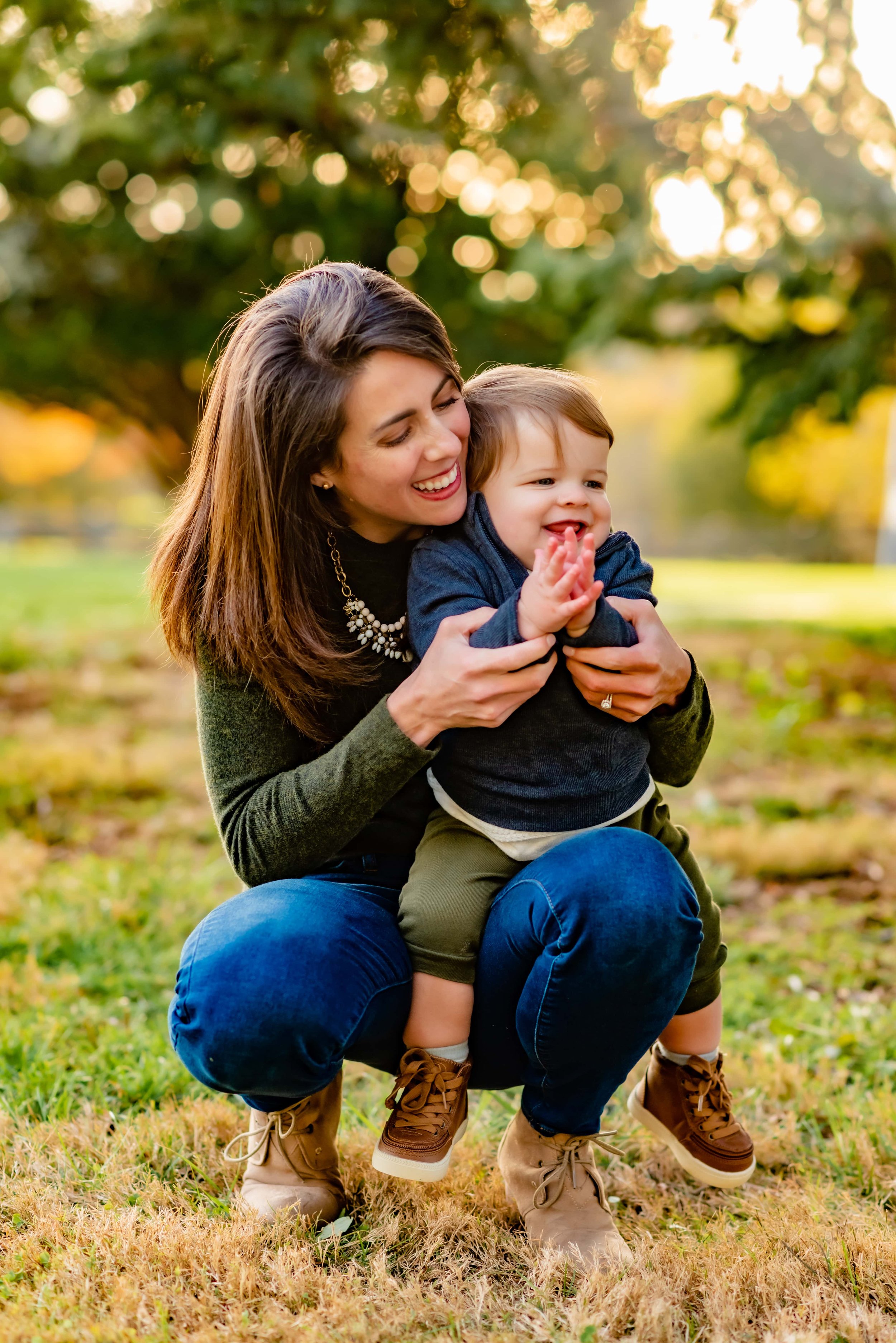 Maryland Fall Family Photo - Mom and Son Playing