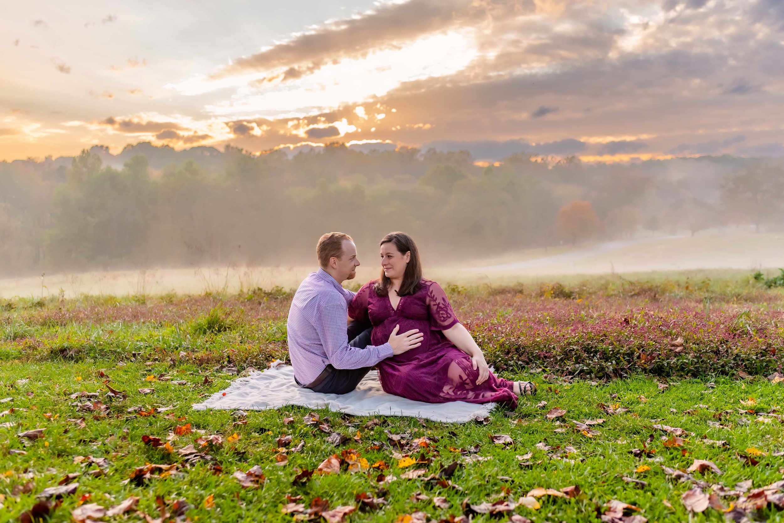 Maryland Maternity Photos - Husband and Wife Sitting in a Field
