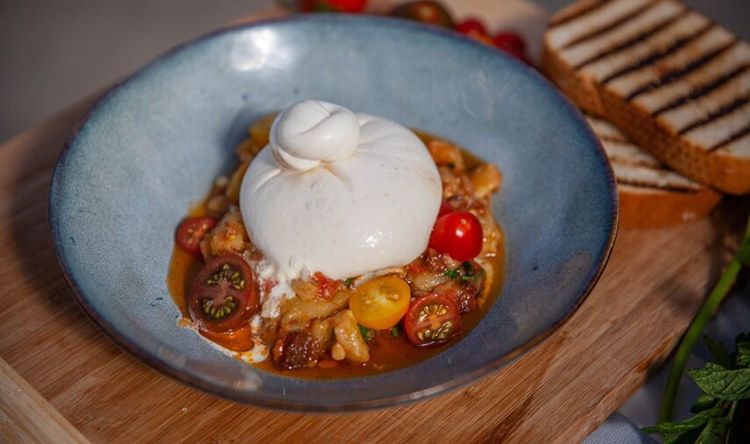 The Eggplant Salsa with Burrata sure does P’Petual’s veggies justice.