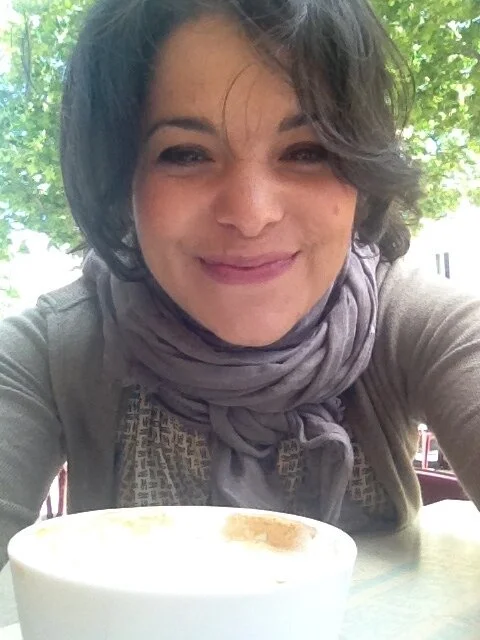 Annalisa at a cafe in Saint Maximin la Sainte Baume.jpeg