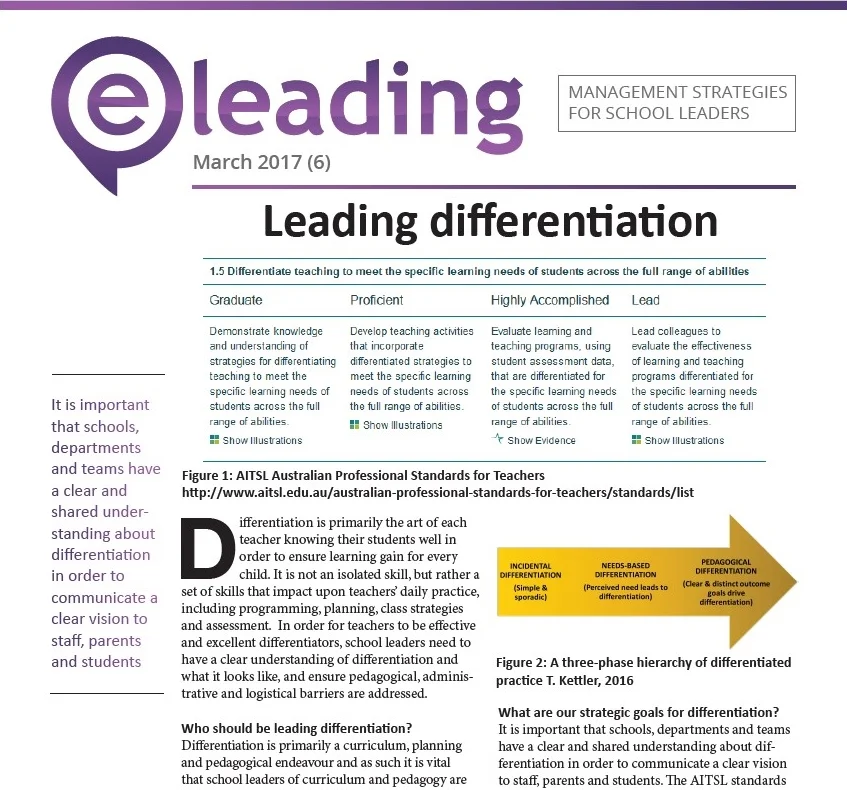 FREE! Leading Differentiation (ACEL e-leading article, 2017)