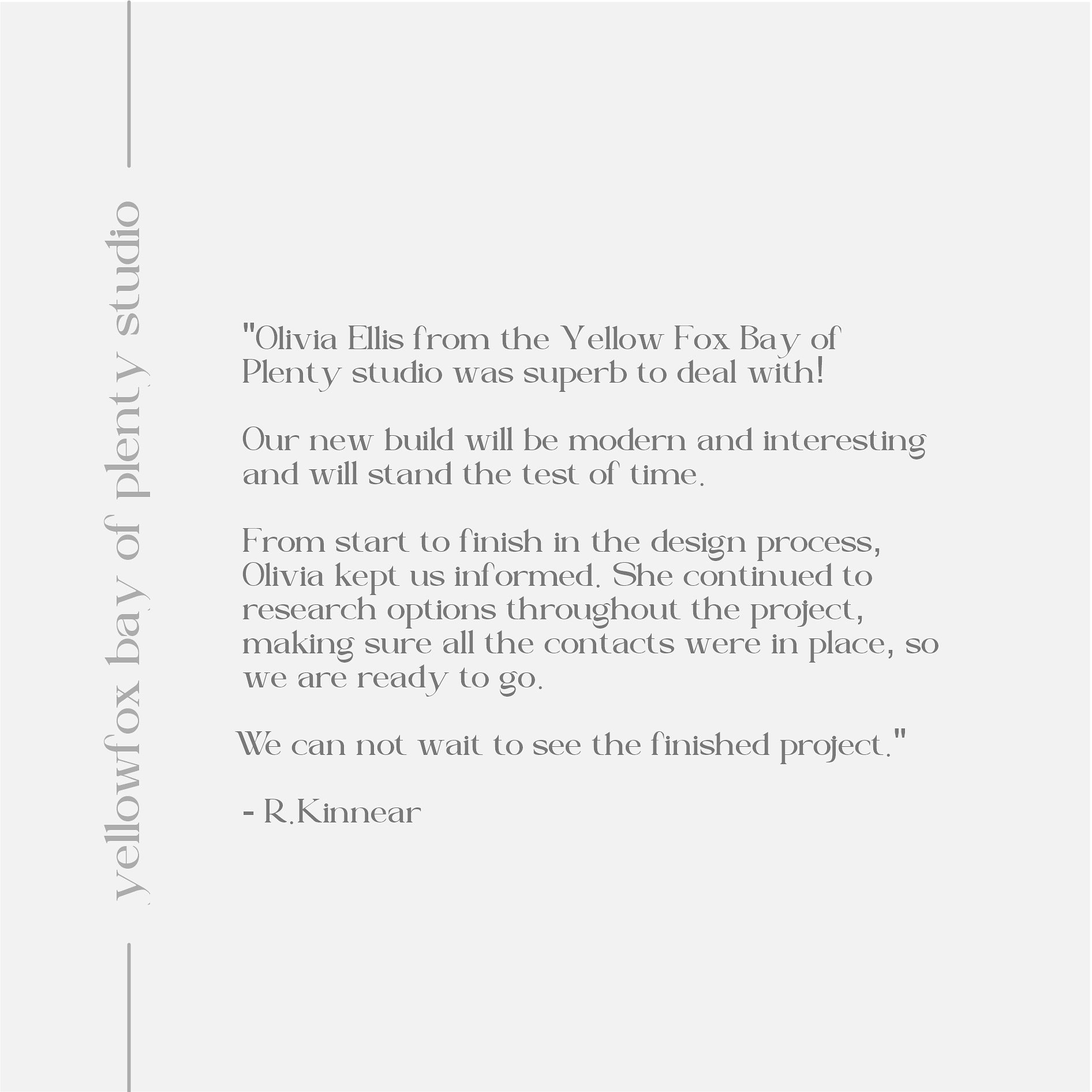 Thrilled to share the words of our delighted client who worked with our Yellowfox Bay of Plenty studio! 🌟

Their testimonial speaks volumes about the exceptional design experience we strive to deliver. Thank you for trusting us with your vision. 💛
