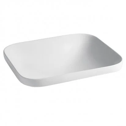 White rectangular ceramic dish with curved edges
