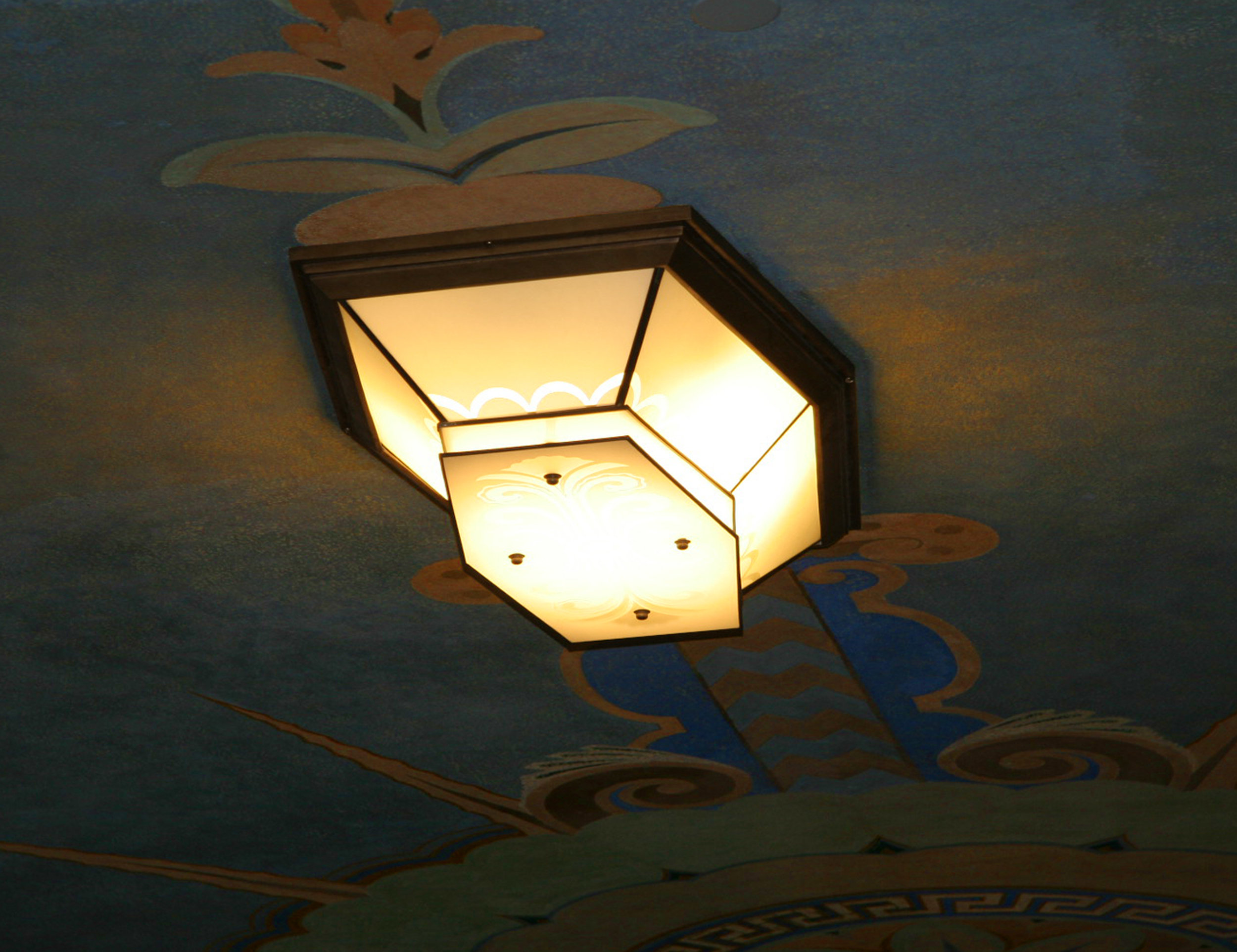 Griffith Observatory; refurbish-restored ceiling light