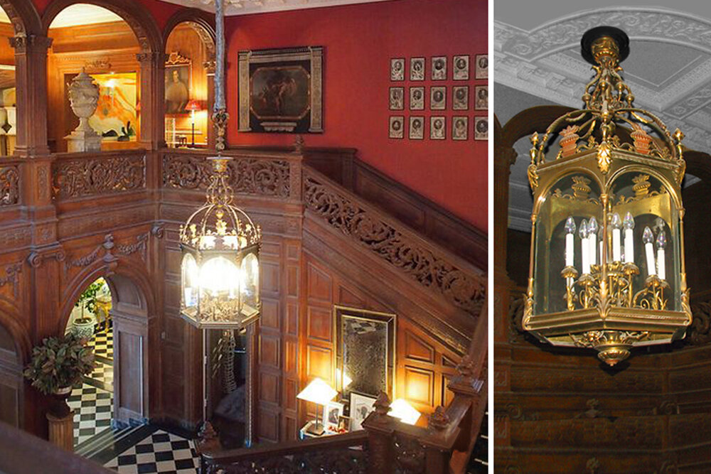 Greystone Mansion; restore-refurbished ceiling pendant