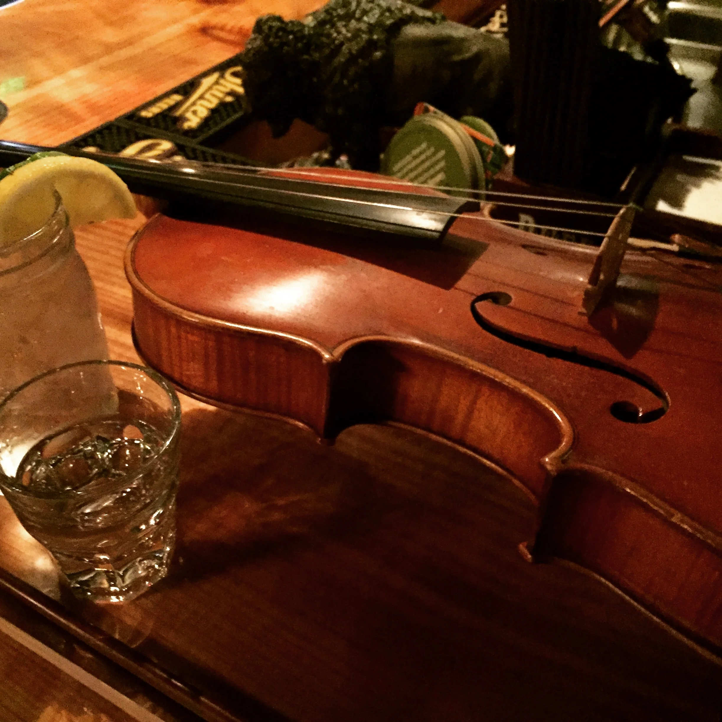Fiddle, tequila, soda water on the side, at the LM. All is well.