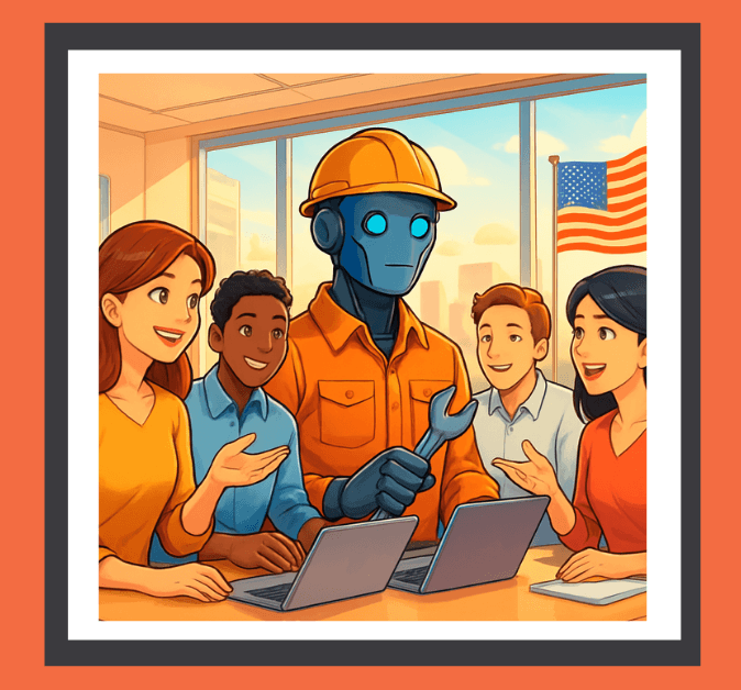 アメリカ社会におけるAI登用イラスト