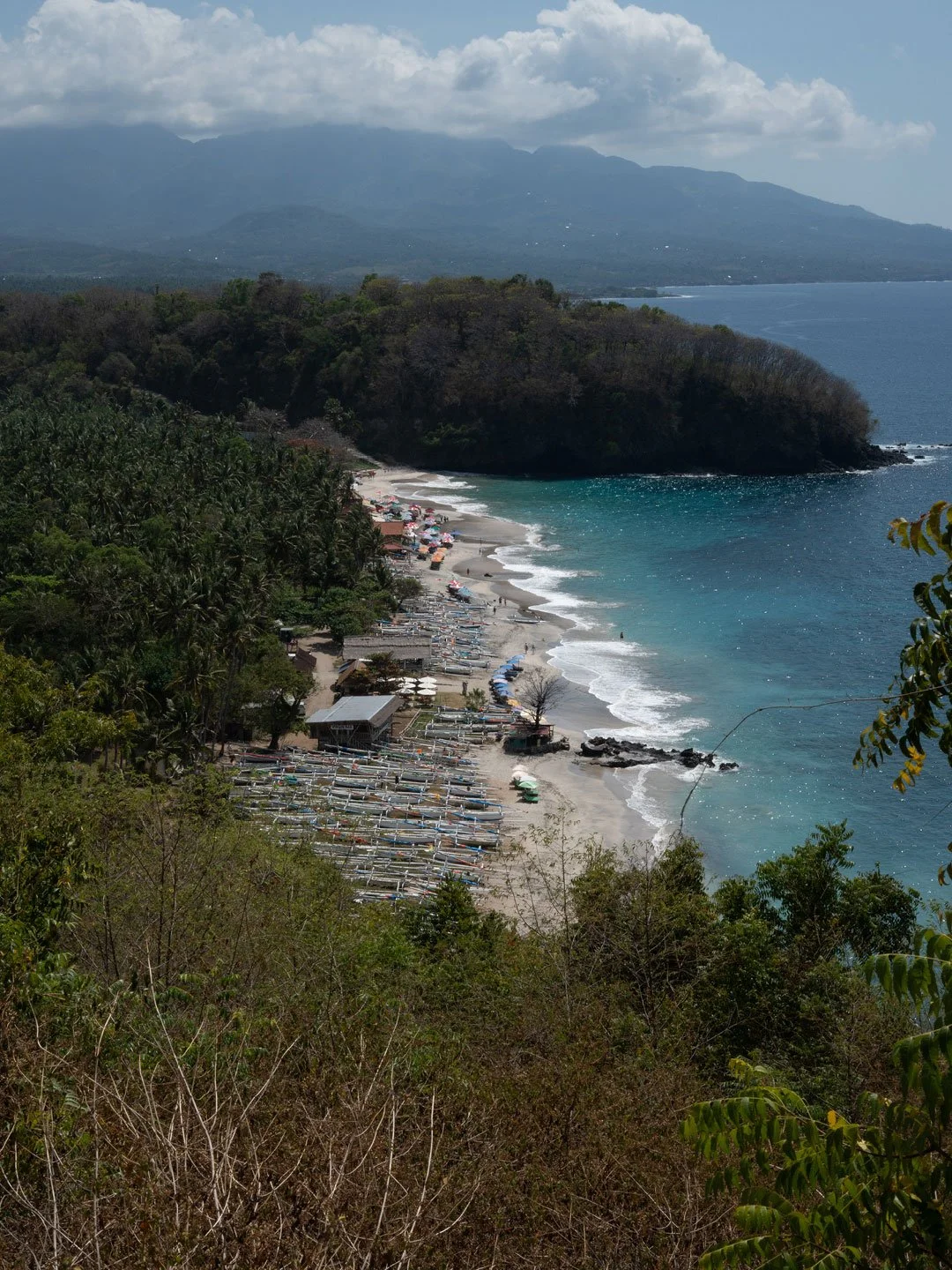 Coastal landscape overlooking the ocean in Diamond beach, Bali