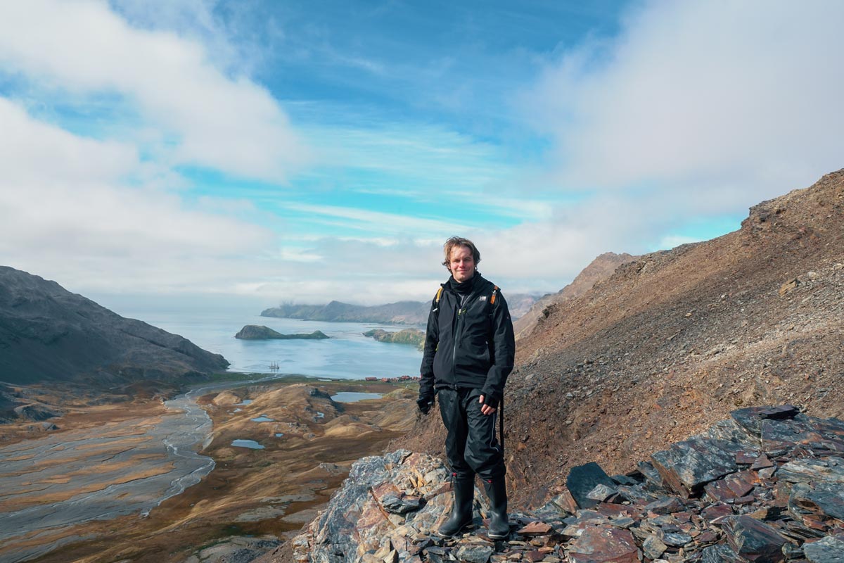 Co-Founder Andy Marsh above Stromness on South Georgia