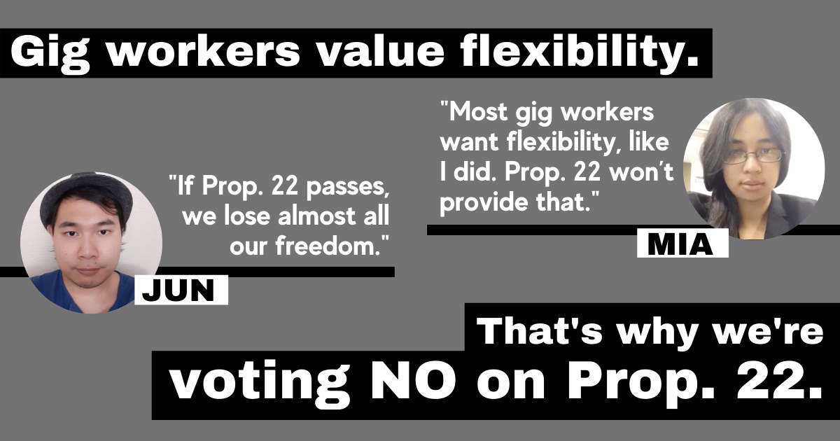 “I value being an independent contractor. That’s why I oppose Prop. 22.”