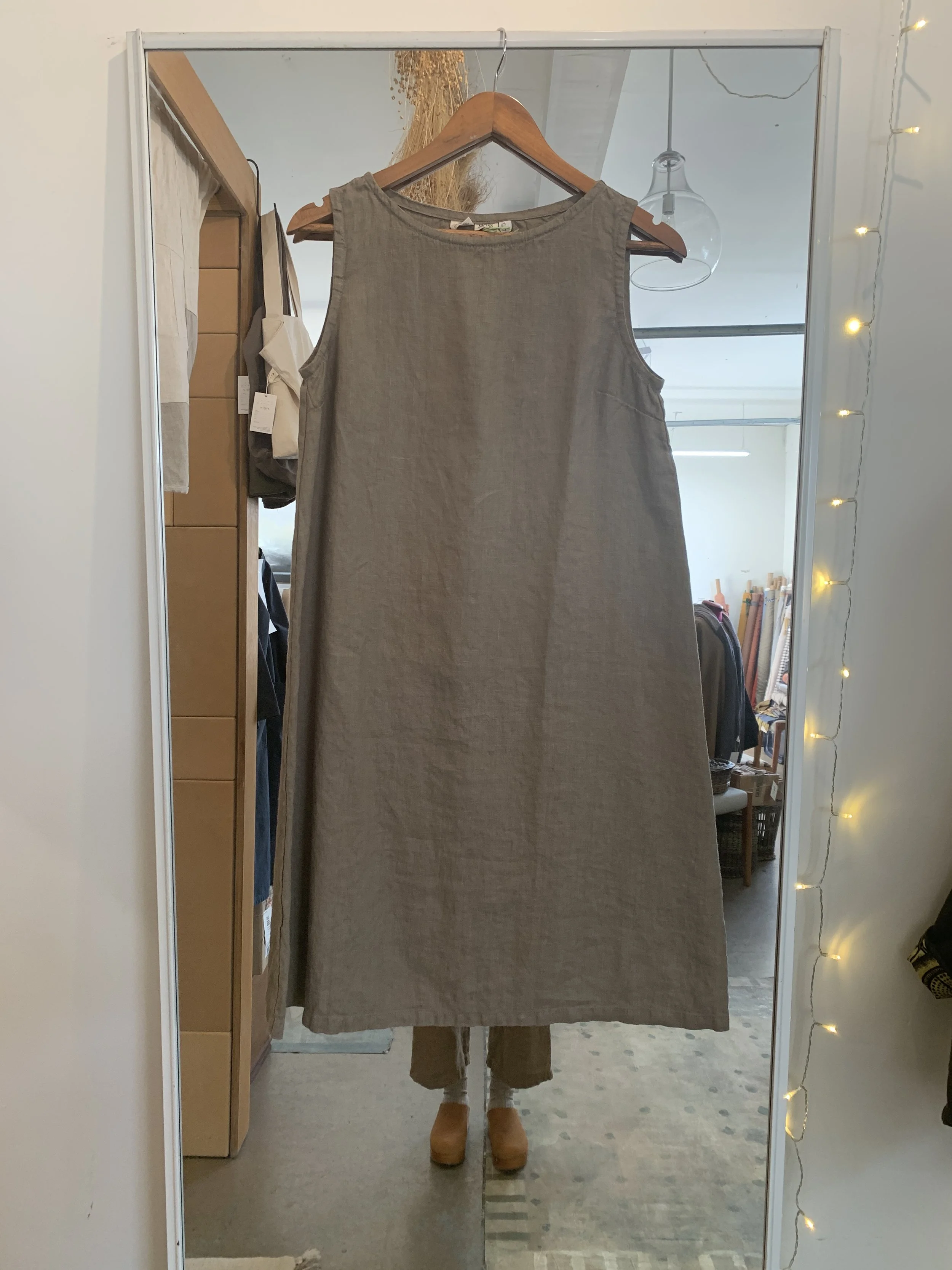 Estelle Dress - no pockets - in Sage Midweight Linen