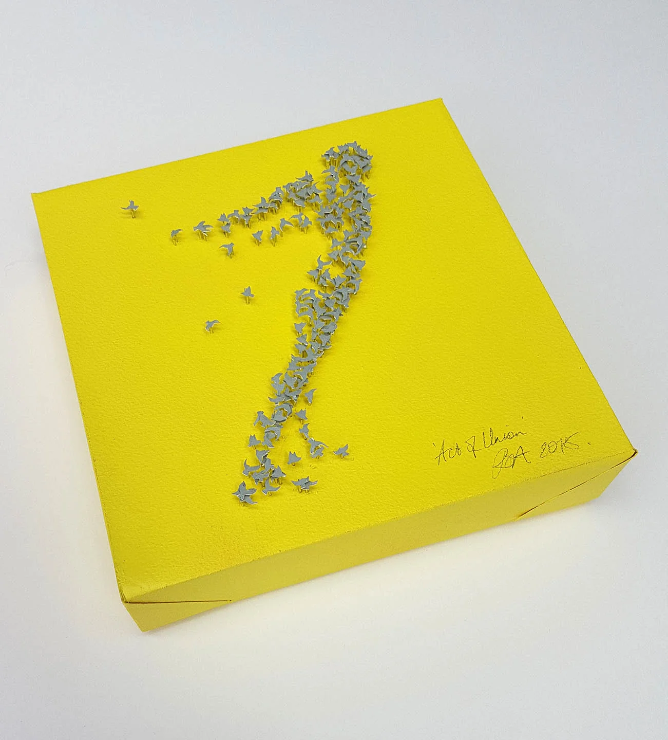 Act of Union 20cm x 20cm Canvas, paper, pins