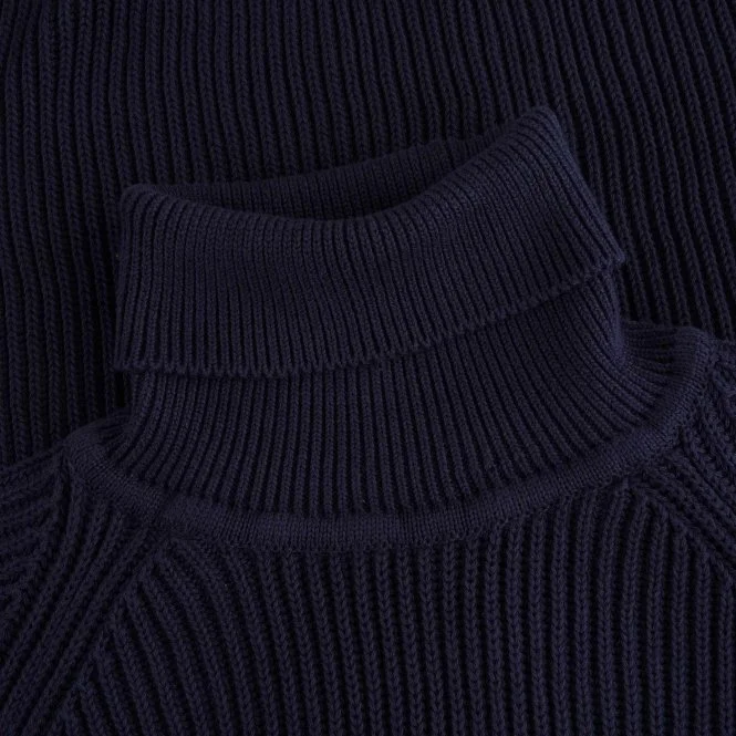 HEAVY RIB COTTON TURTLE NECK - NAVY 