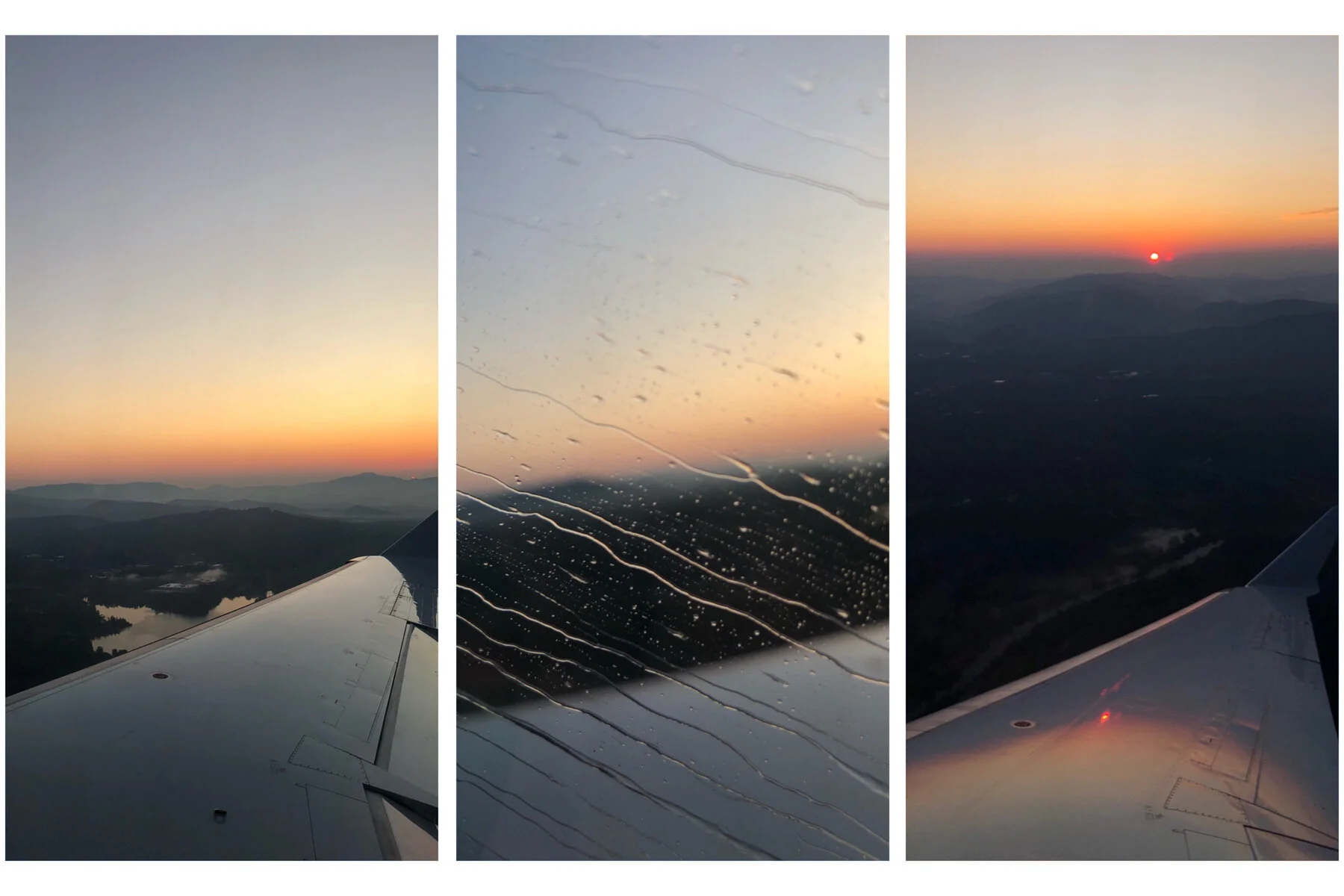 Our early morning flight allowed us to see the sun rise over the mountains.