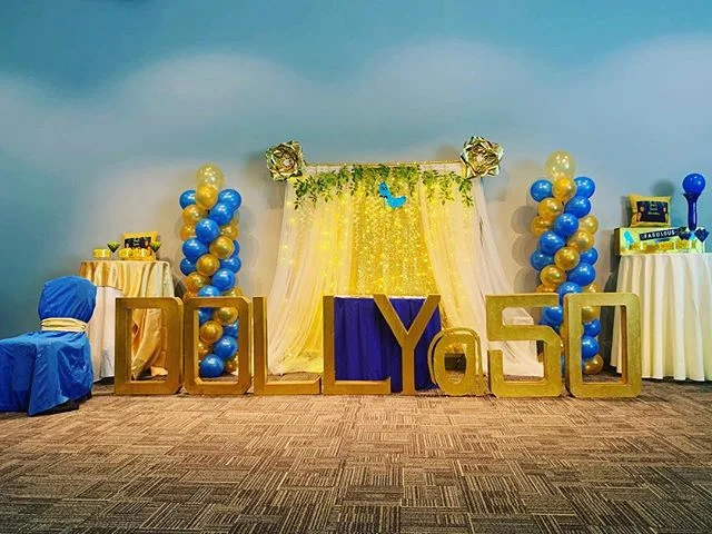 Incredible setup for an incredible party! #evolvingspaceeventroom #madisonspringsconferencecenter #50thbirthday #litbackdrop #eventsetup #eventroom #inthespotlight #birthday #creativityisendless #creativedesign