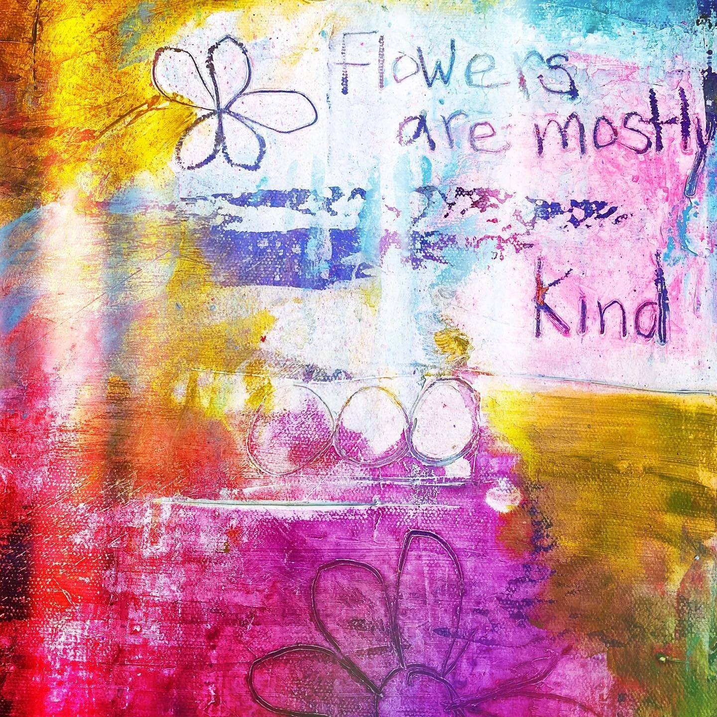 A little thought that popped into my mind while in my creative flow. Oftentimes my intuition talks to me when put my fingers in paint. I know what these words mean for me, but, I am even more curious about how they speak you! 😉🌷🔥💞✨🦋

#flowers #i