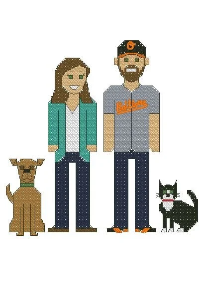 Custom Family Portrait Cross Stitch Pattern