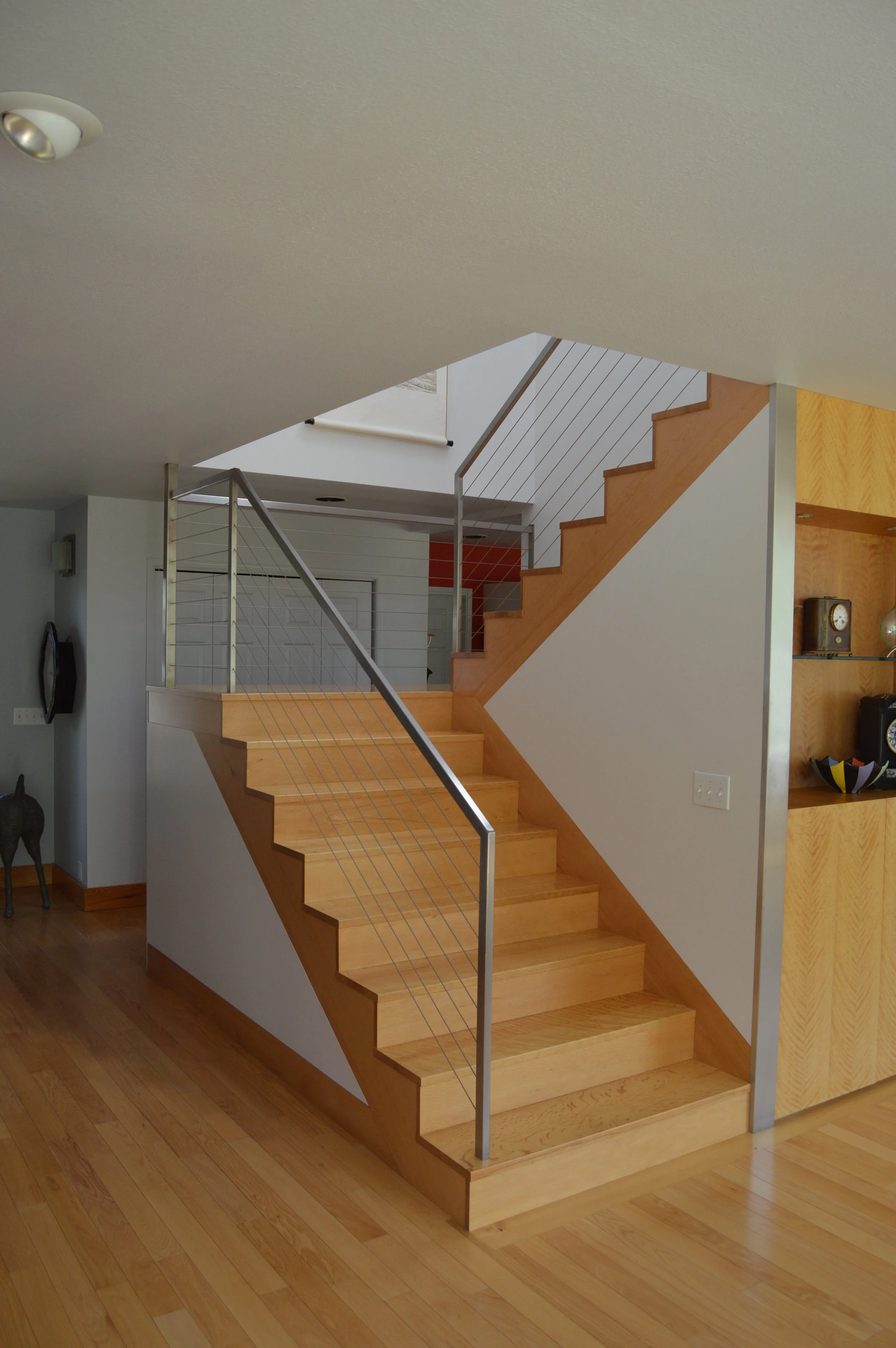 modern staircase — Debra Lennox, Mendocino Coast Architect
