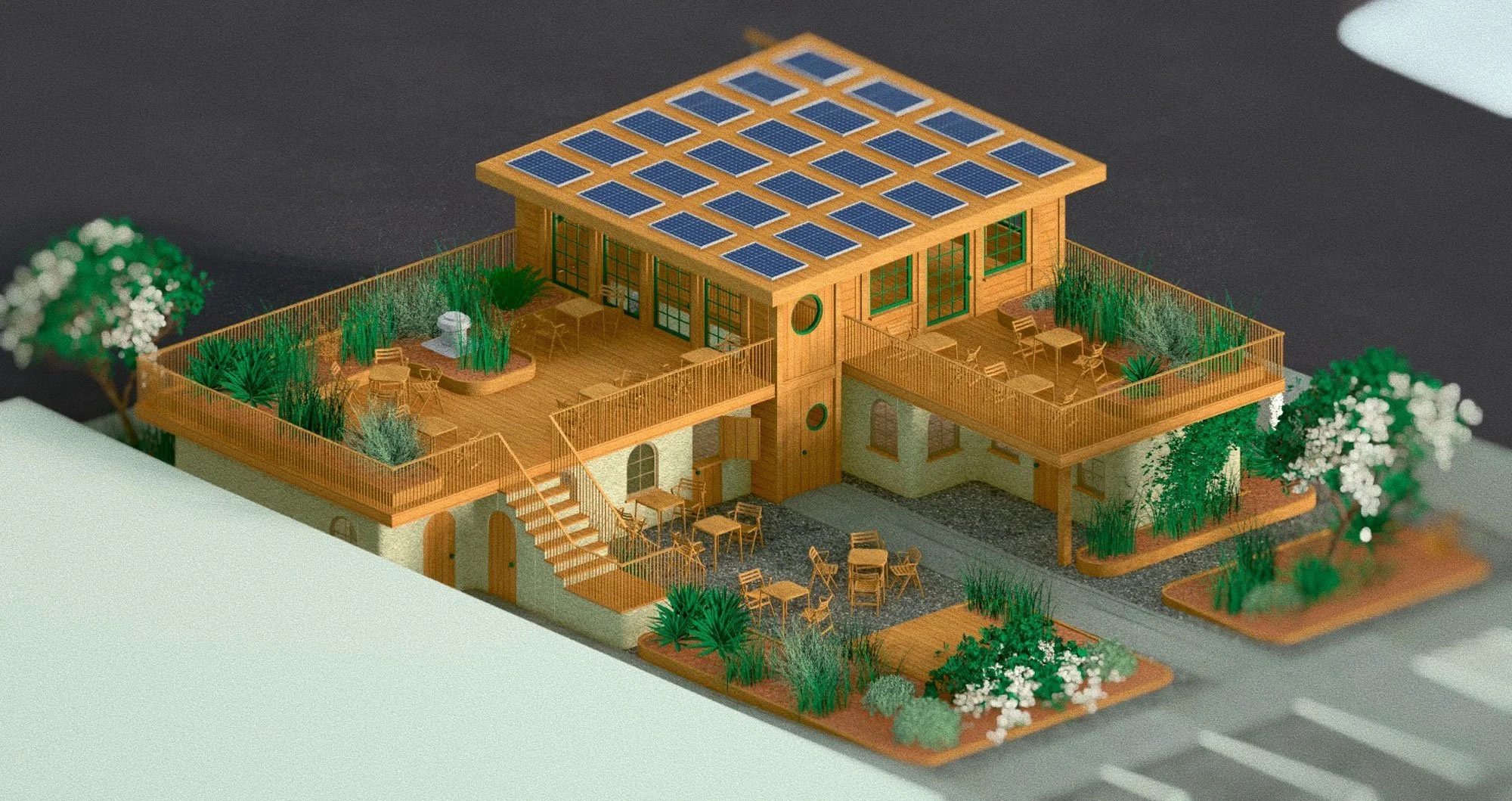 Café One 3D Court Yard View Concept