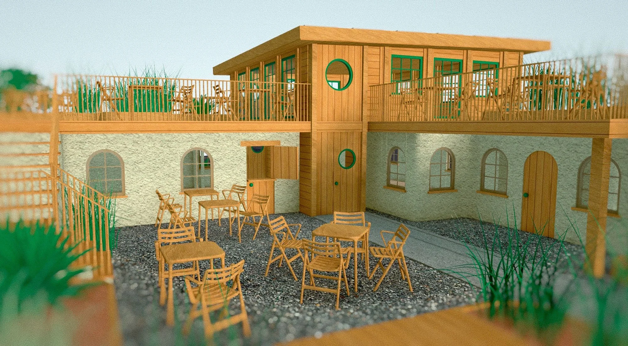 Café One 3D Court Yard Concept