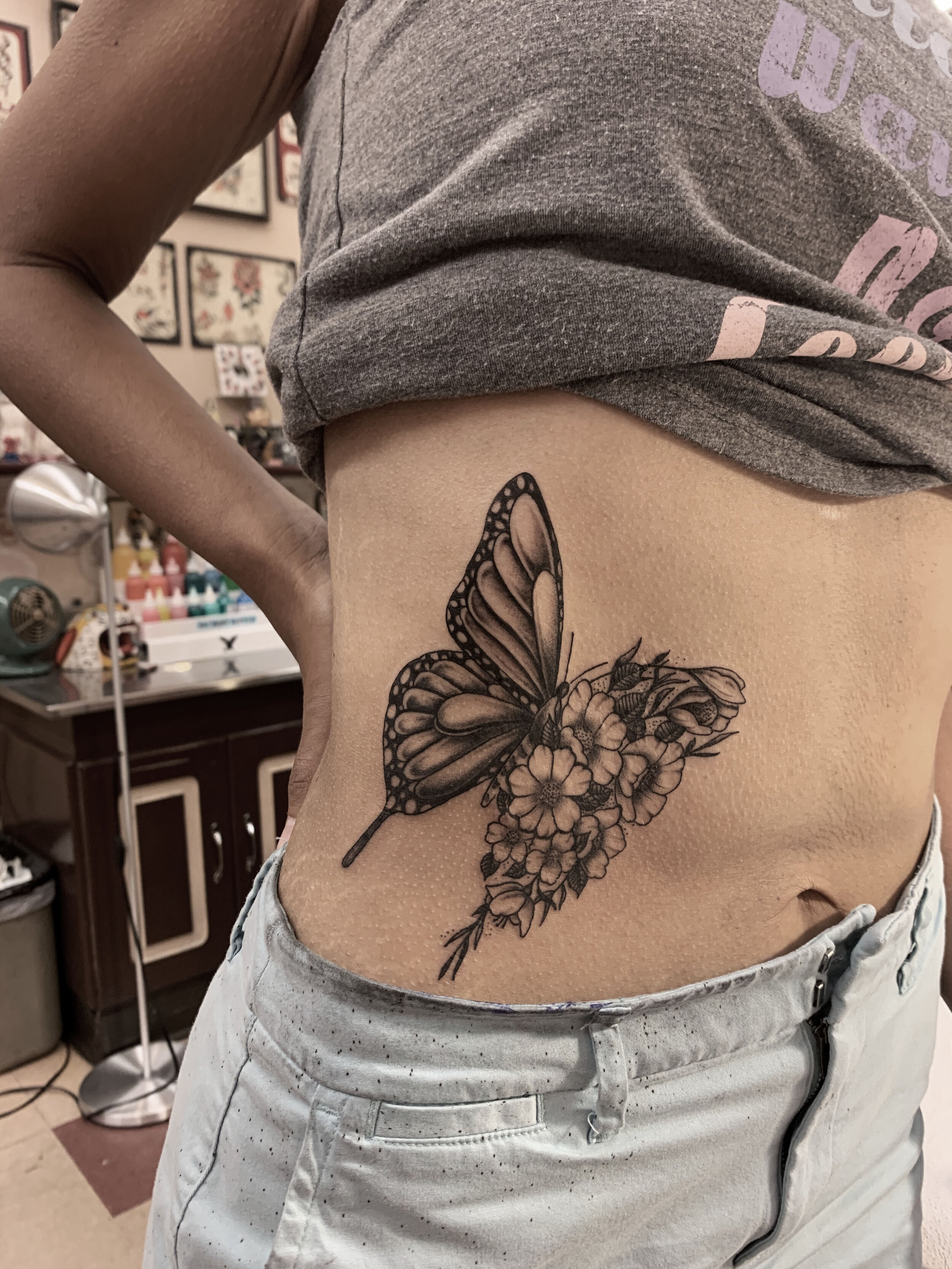 Butterfly Girl Belly Button Tattoo