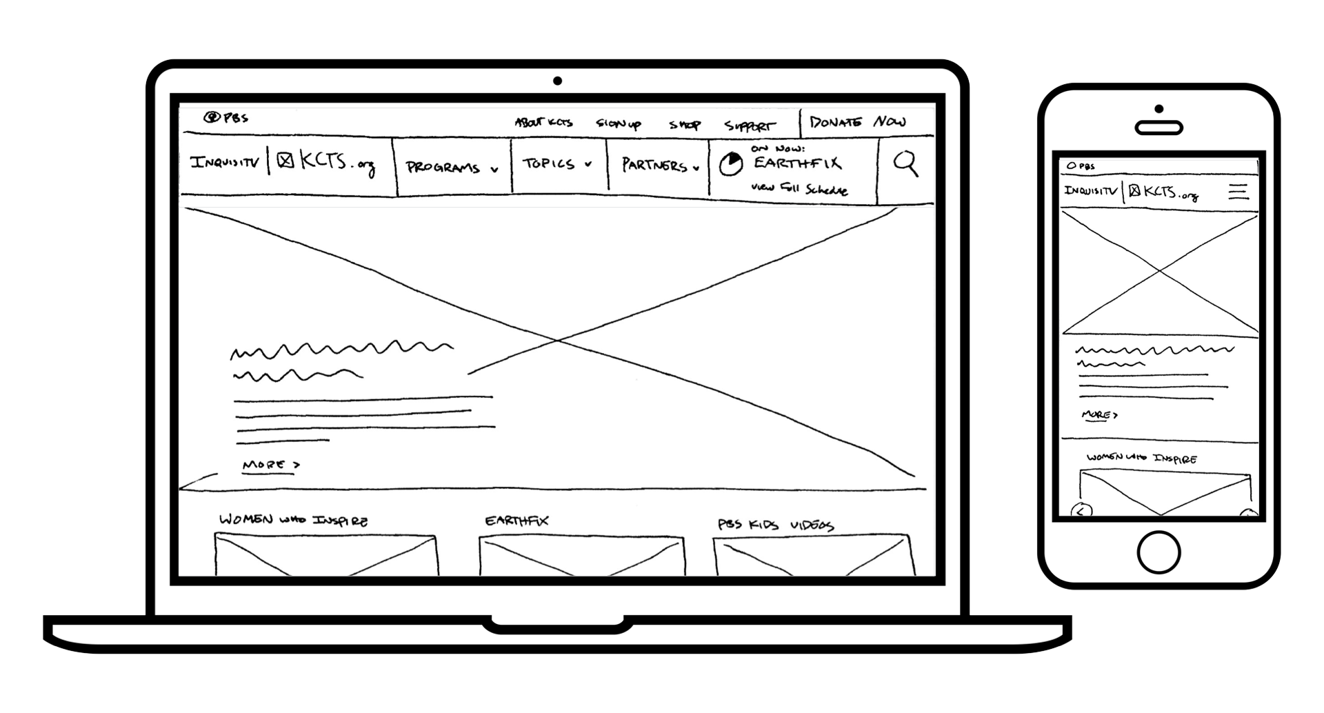 Early sketches for what would become the KCTS 9 home page.