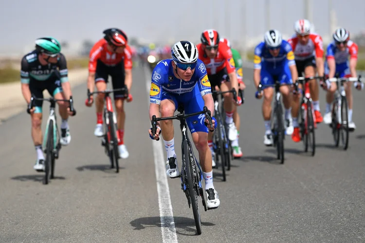 Hard werken in de waaier in de UAE Tour (Getty Images)