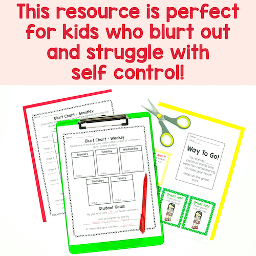 Self Control Chart & Activities To Help Kids With Blurting Out