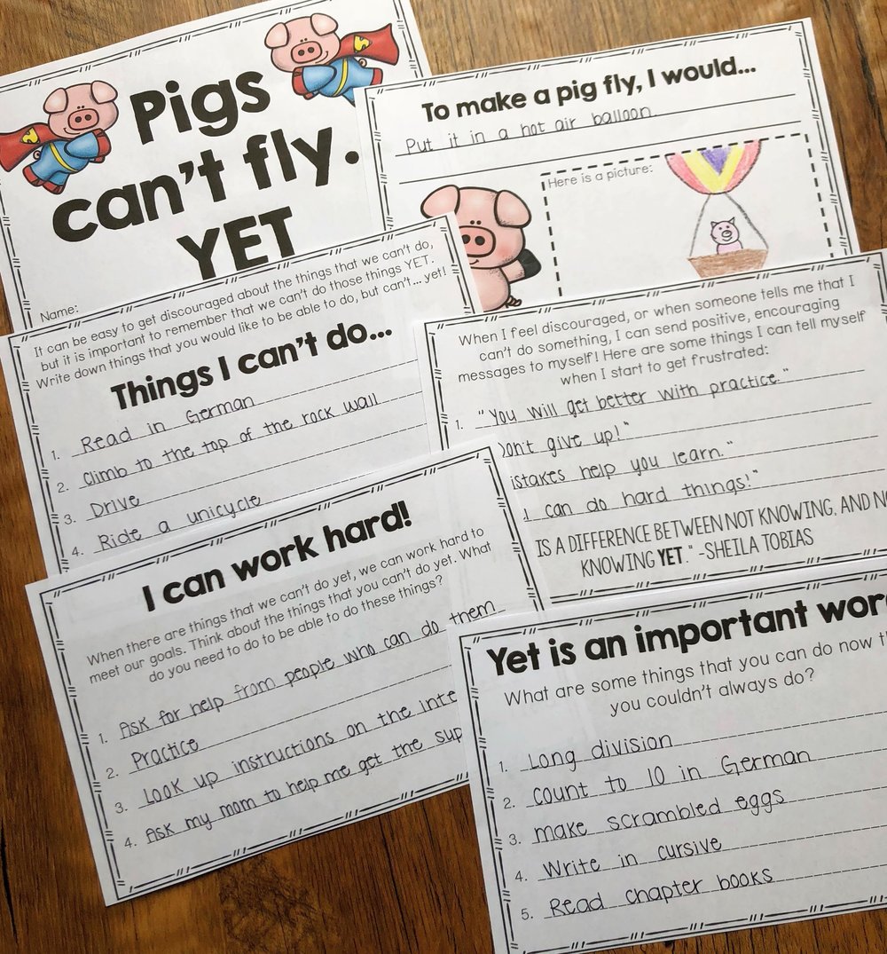 Growth Mindset Read Aloud Activities - When Pigs Fly