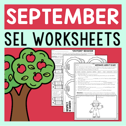 September SEL Worksheets For Kids