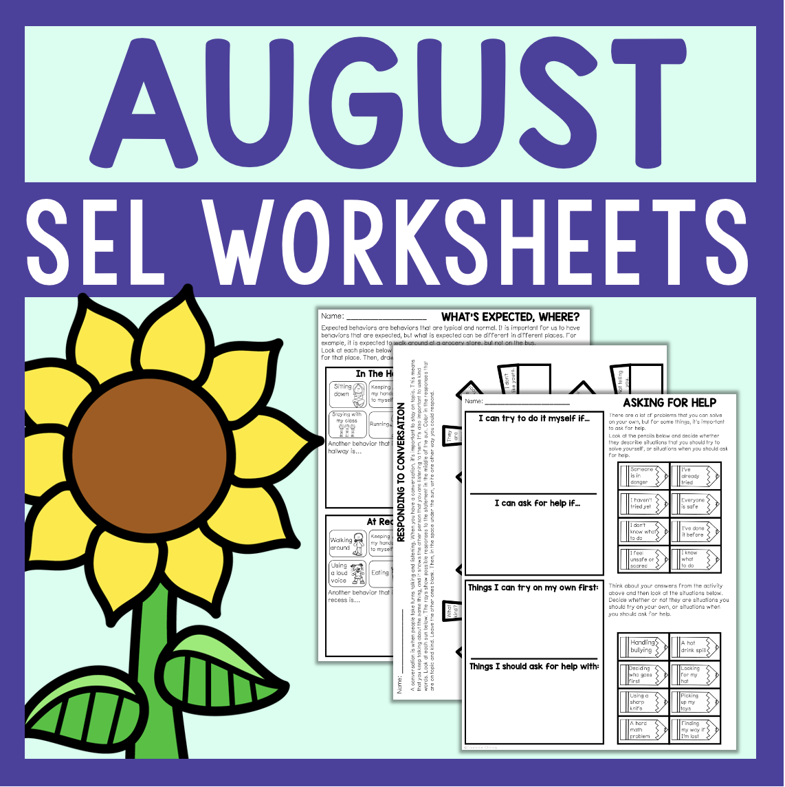 10 SEL Worksheets For Kids: August-Themed