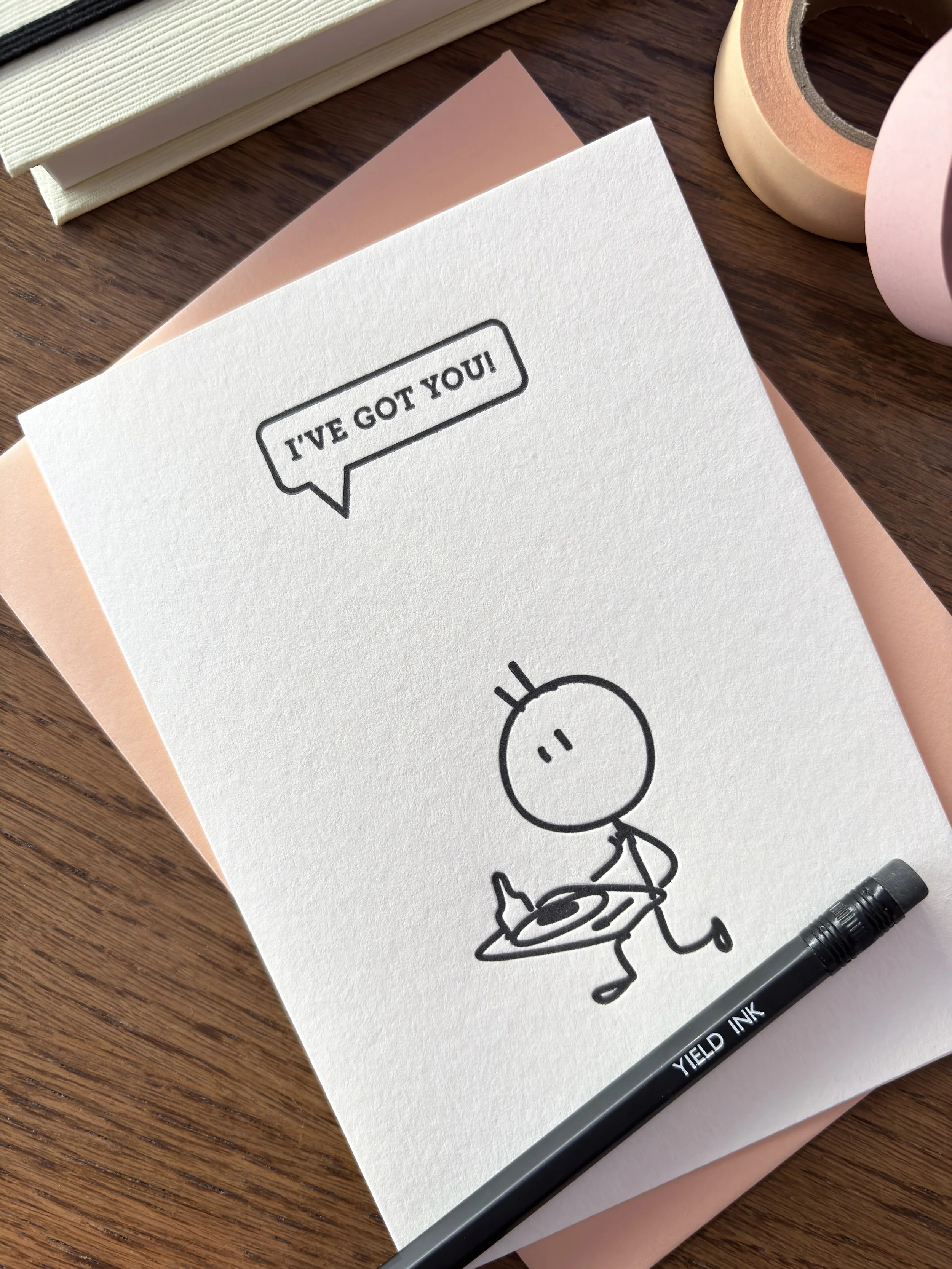 'I've Got You! Stickman' Letterpress Card
