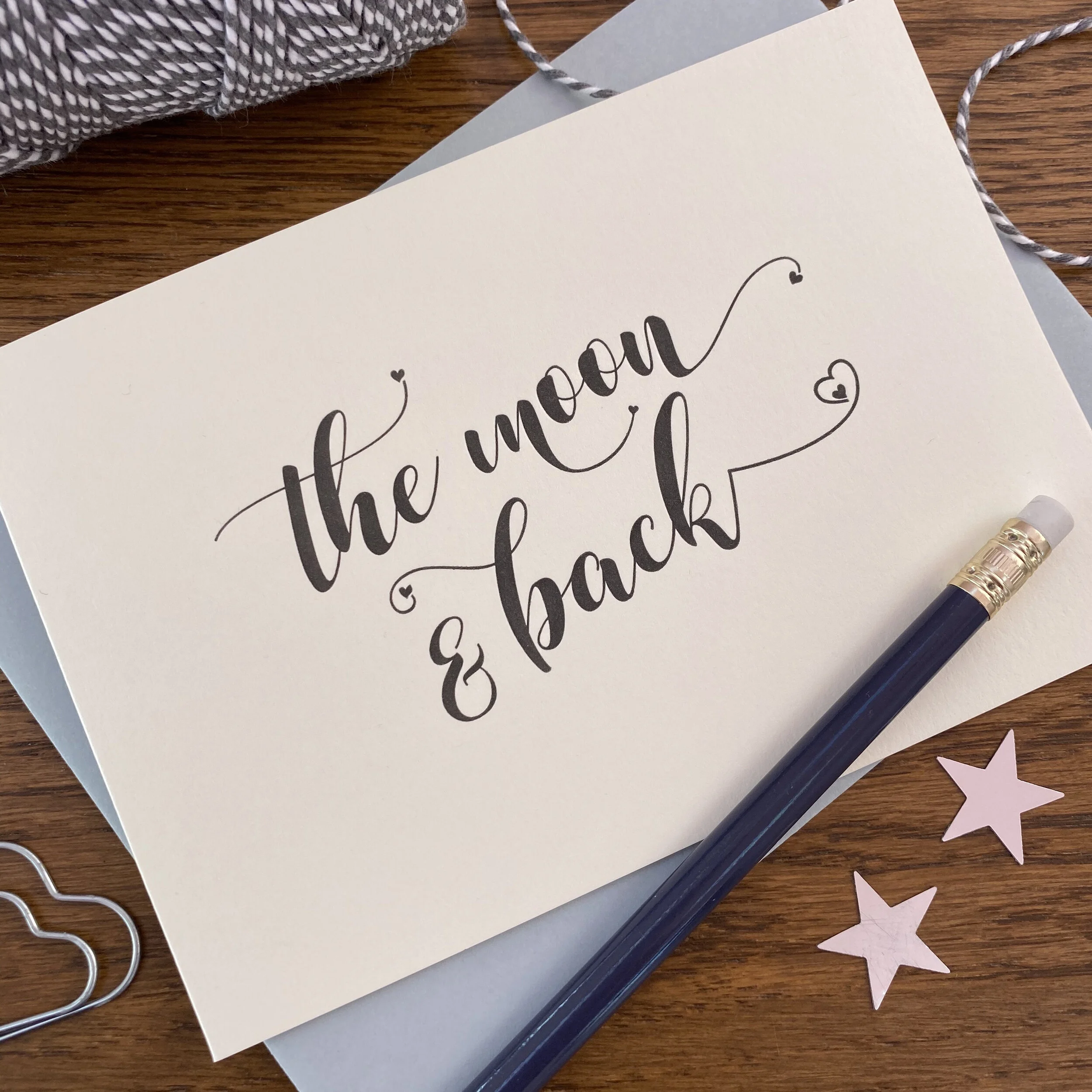 'Moon &amp; Back' Letterpress Card