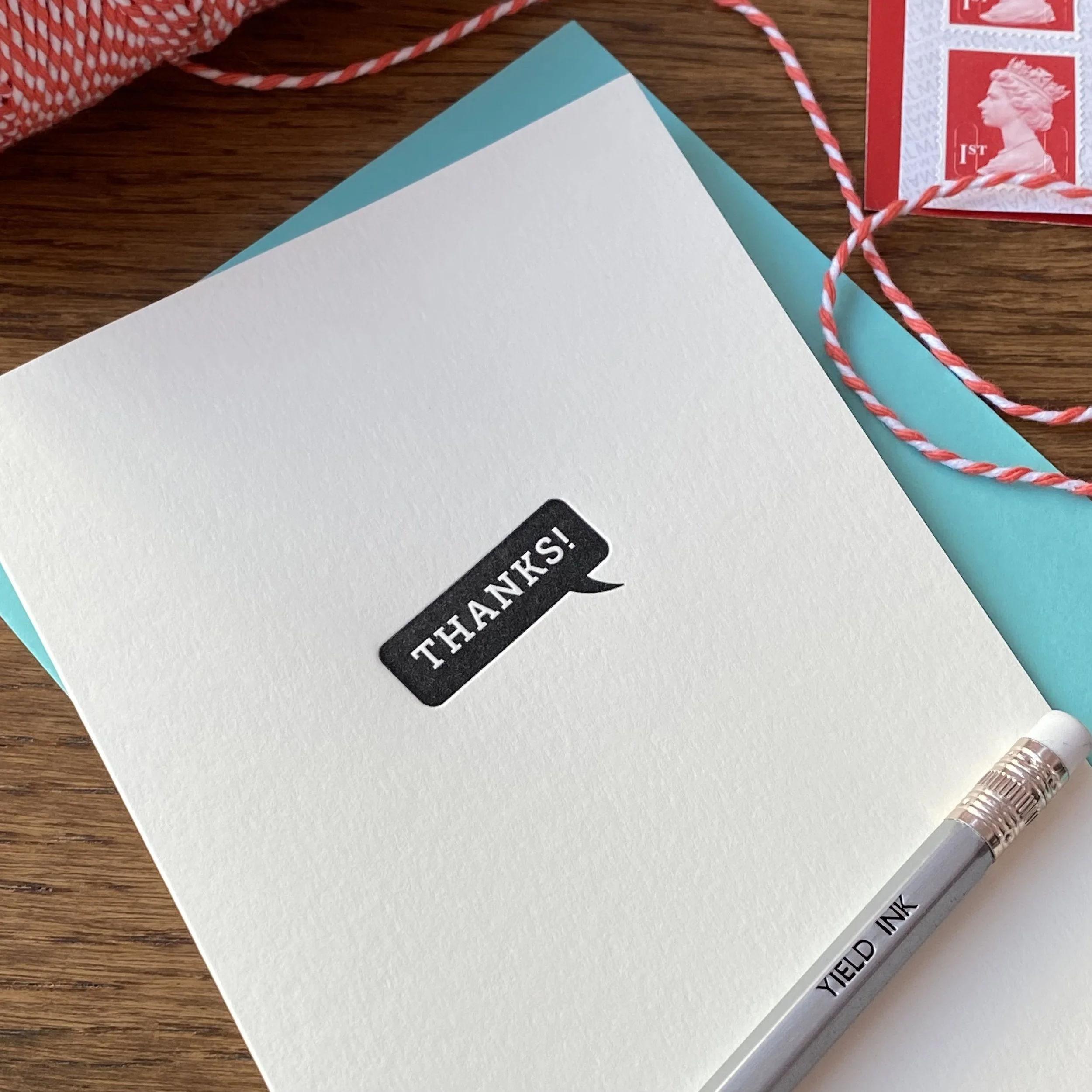 'Thanks' Speech Bubble Letterpress Card