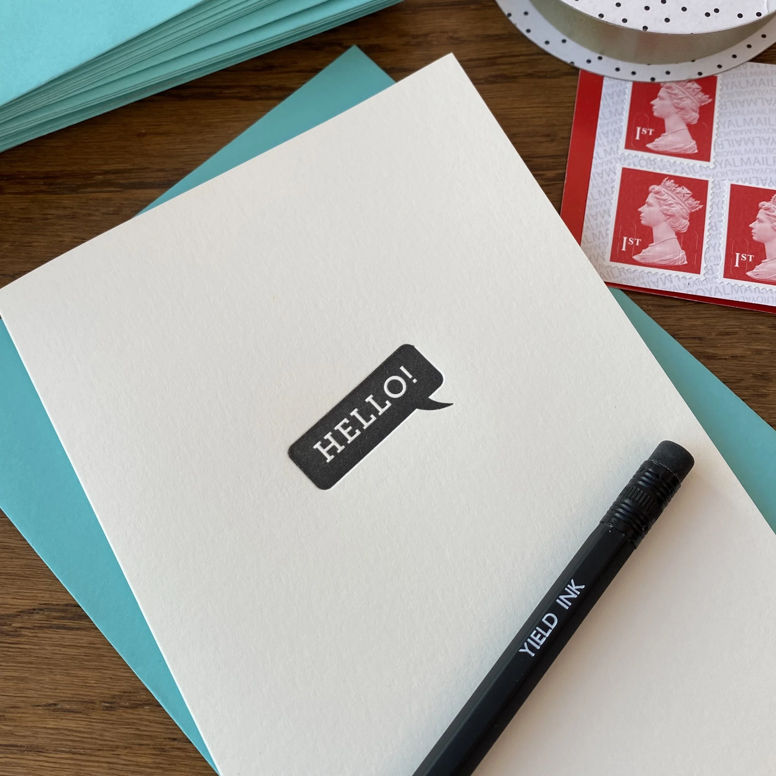 'Hello' Speech Bubble Letterpress Card