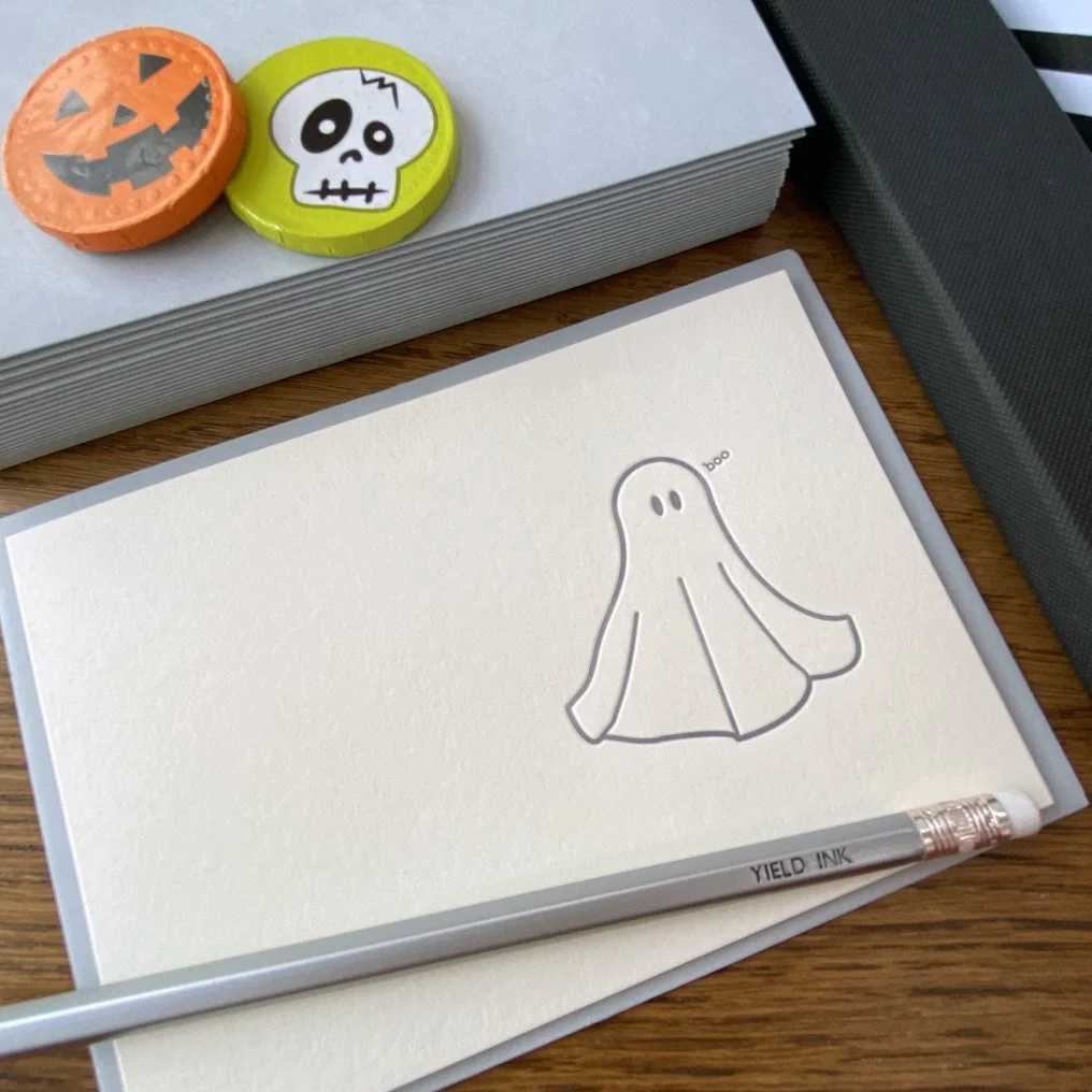 'Halloween Ghost' Letterpress Card