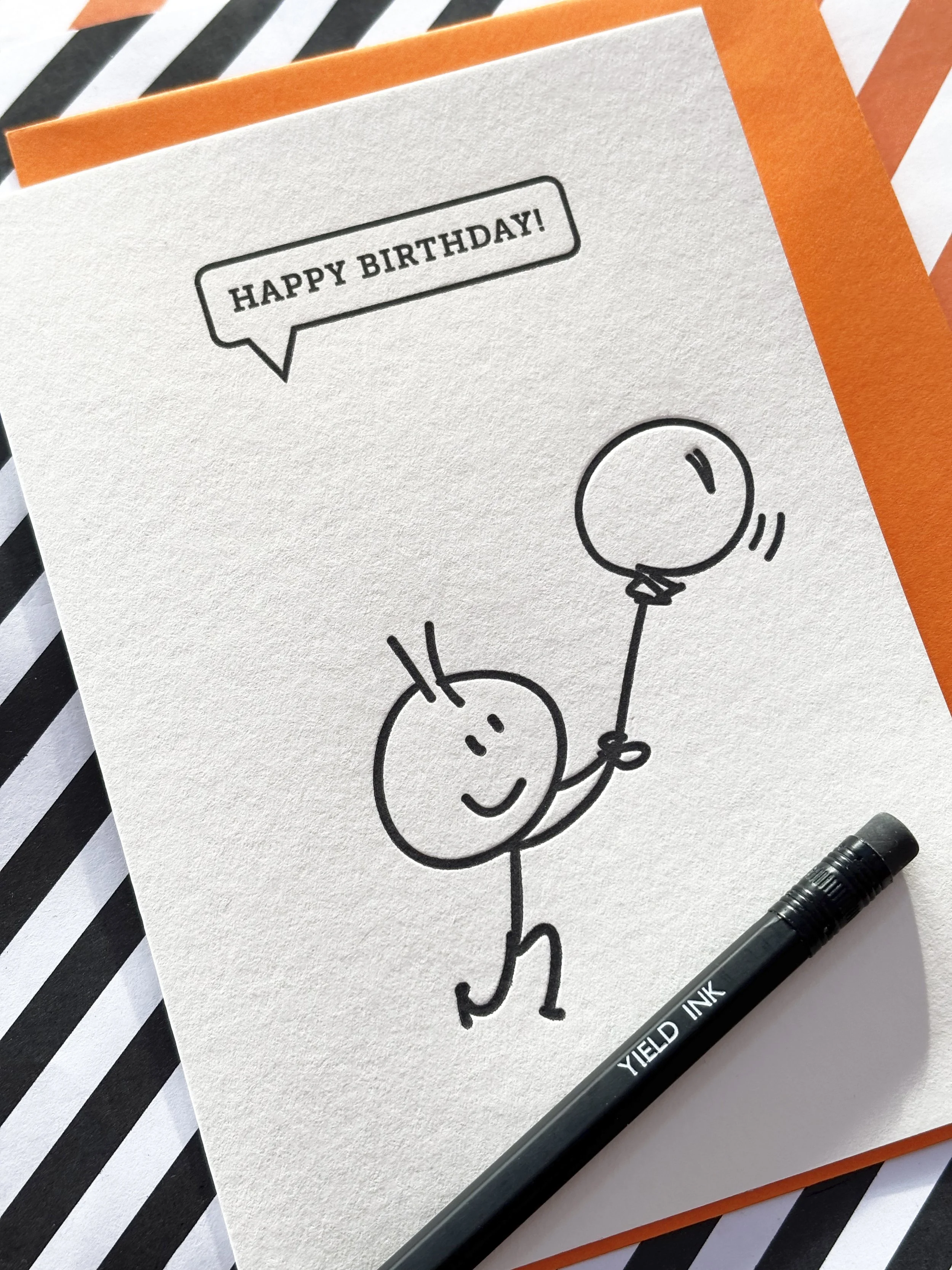 'Happy Birthday Stickman' Letterpress Card