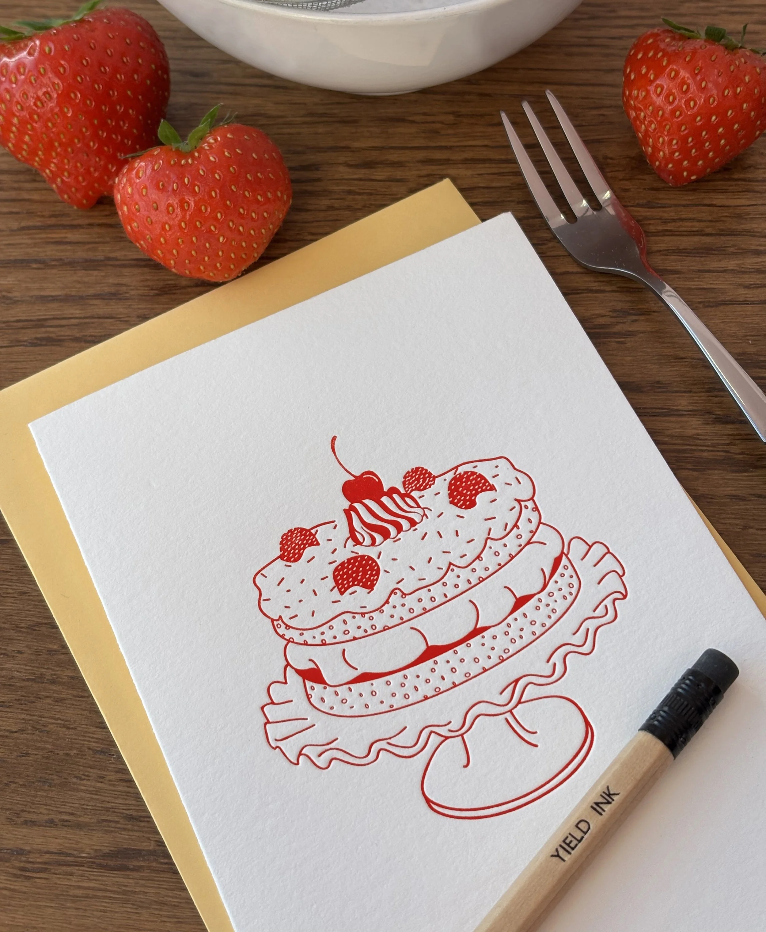 'Strawberry Shortcake' Letterpress Card