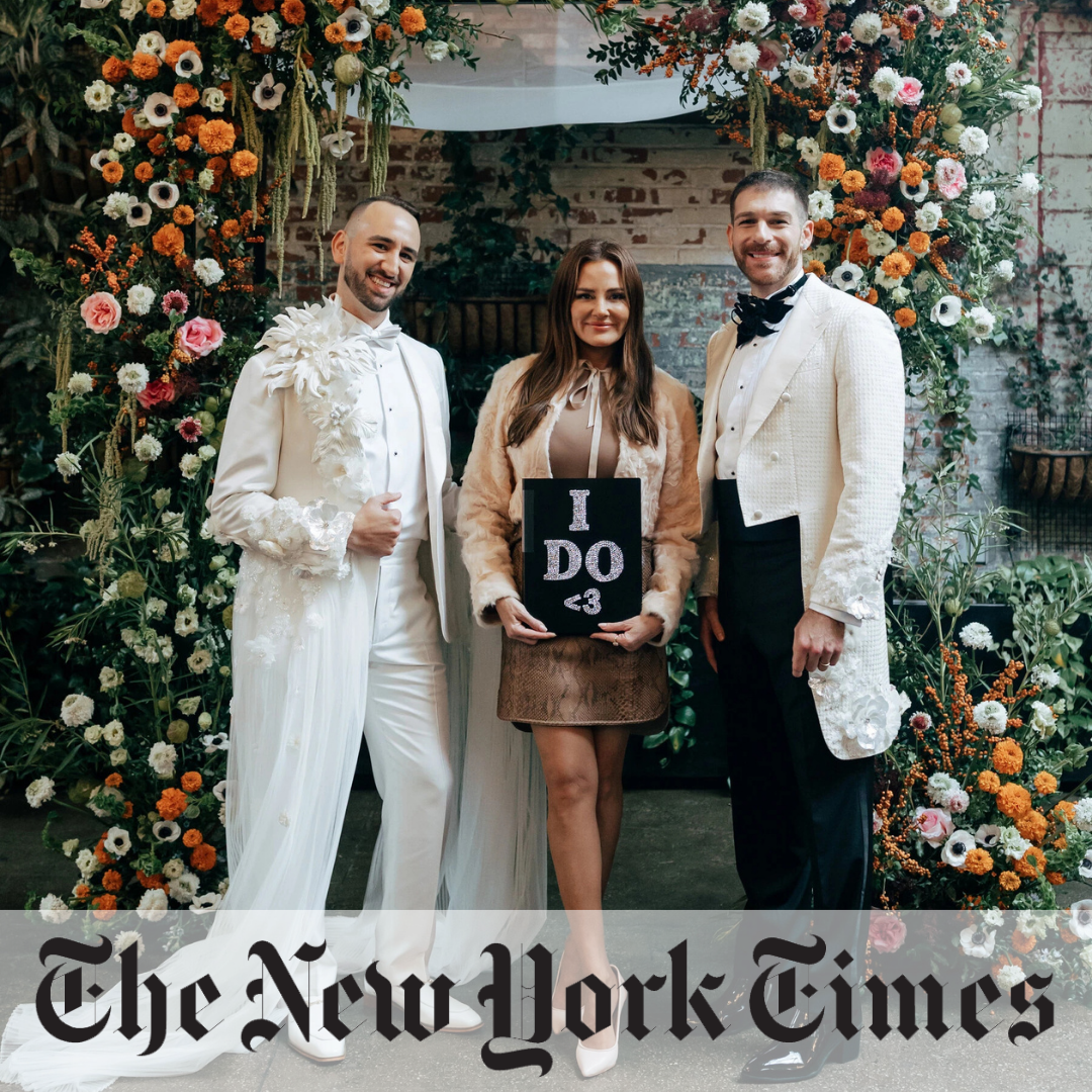 Press clipping from the New York Times style section of real wedding at Brooklyn Winery
