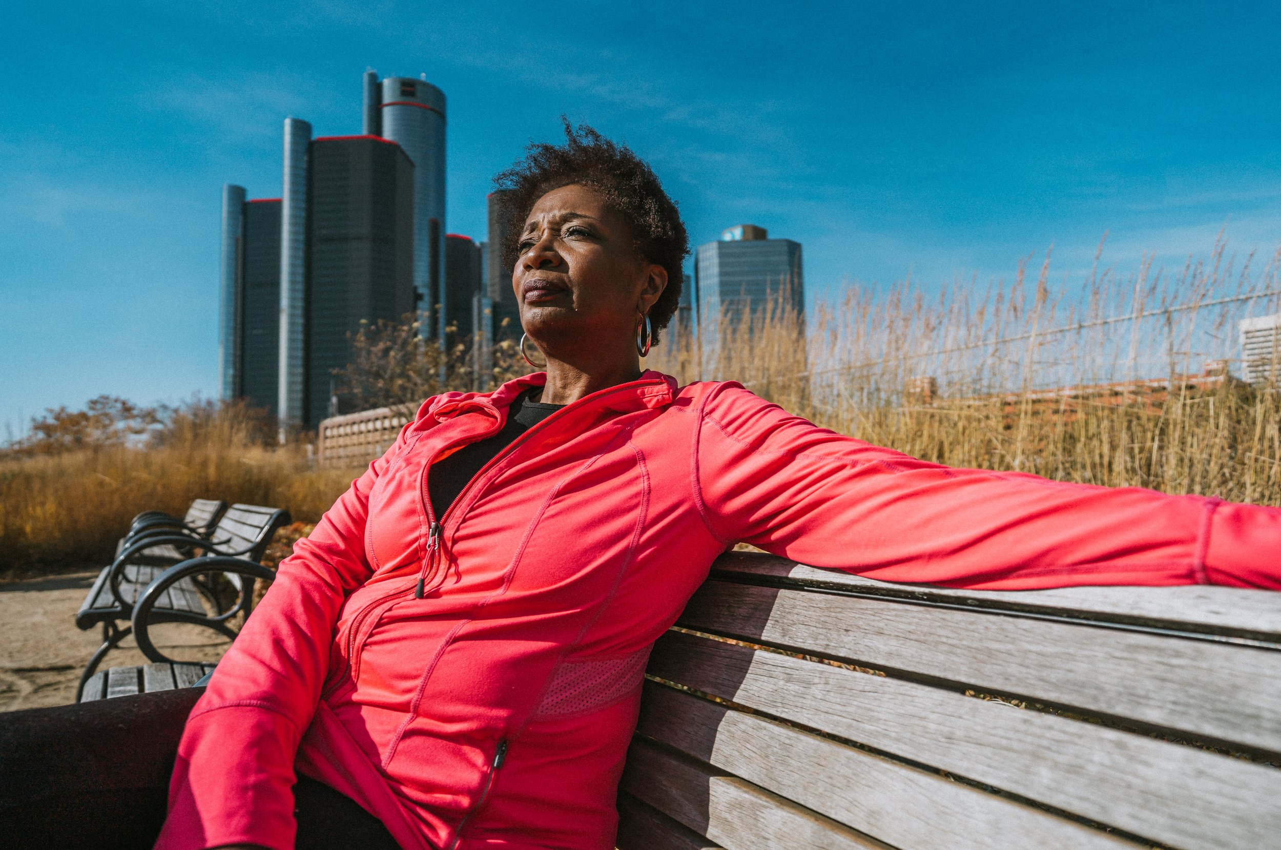 Cynthia Cox Bonds, on the Detroit riverfront