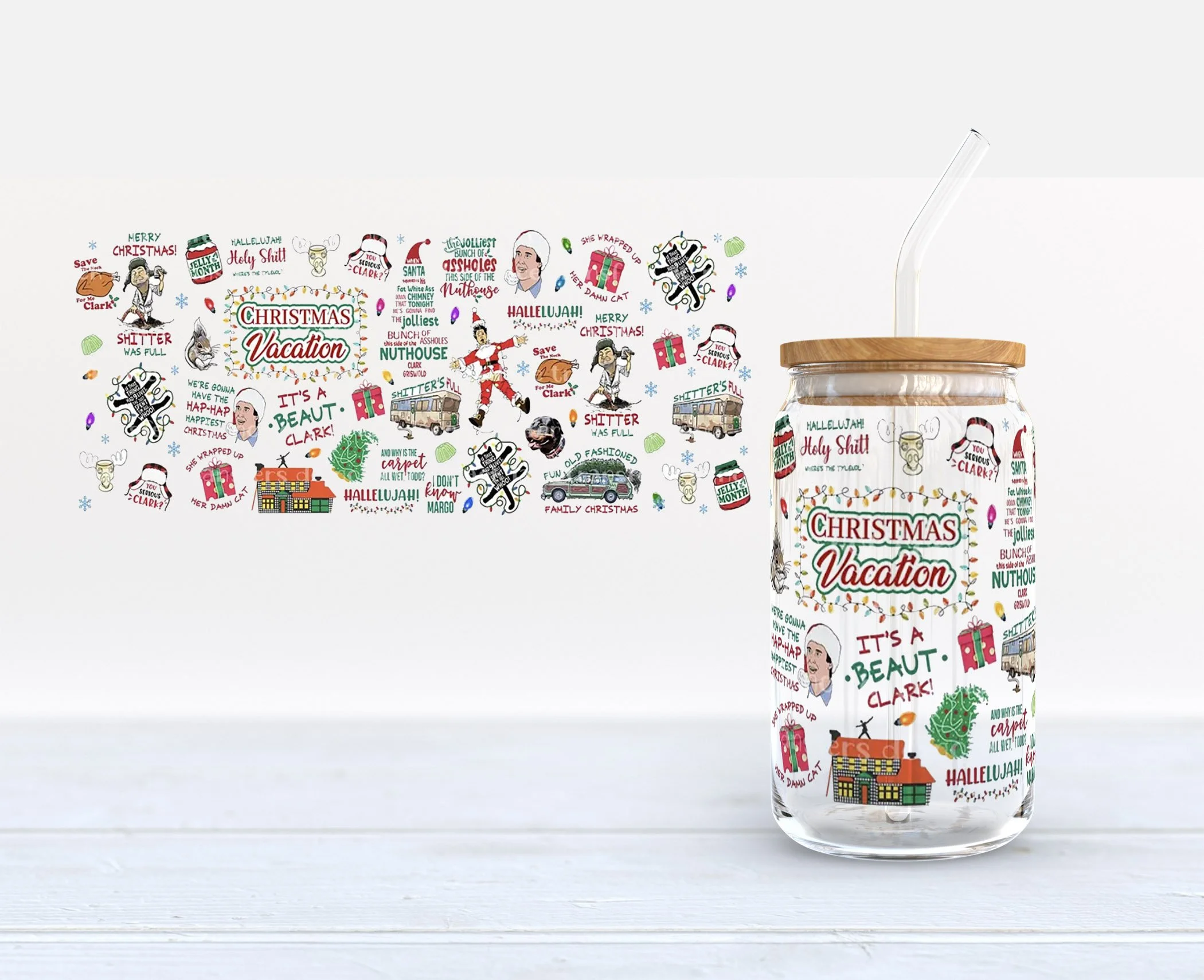 Christmas Vacation Can Glass