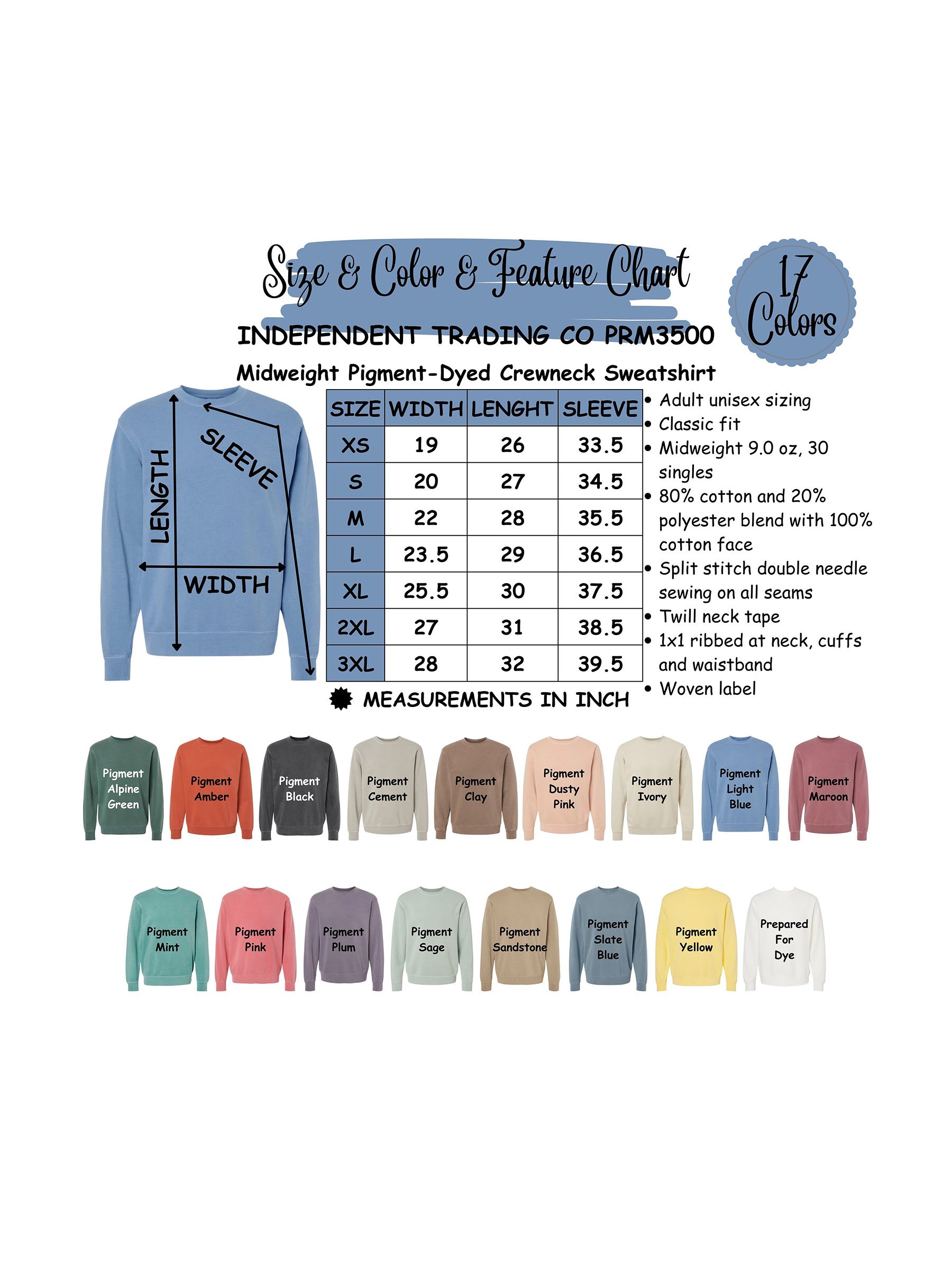 web SIZE & COLOR & FEATURES CHART INDEPENDENT TRADING CO PRM3500.jpg